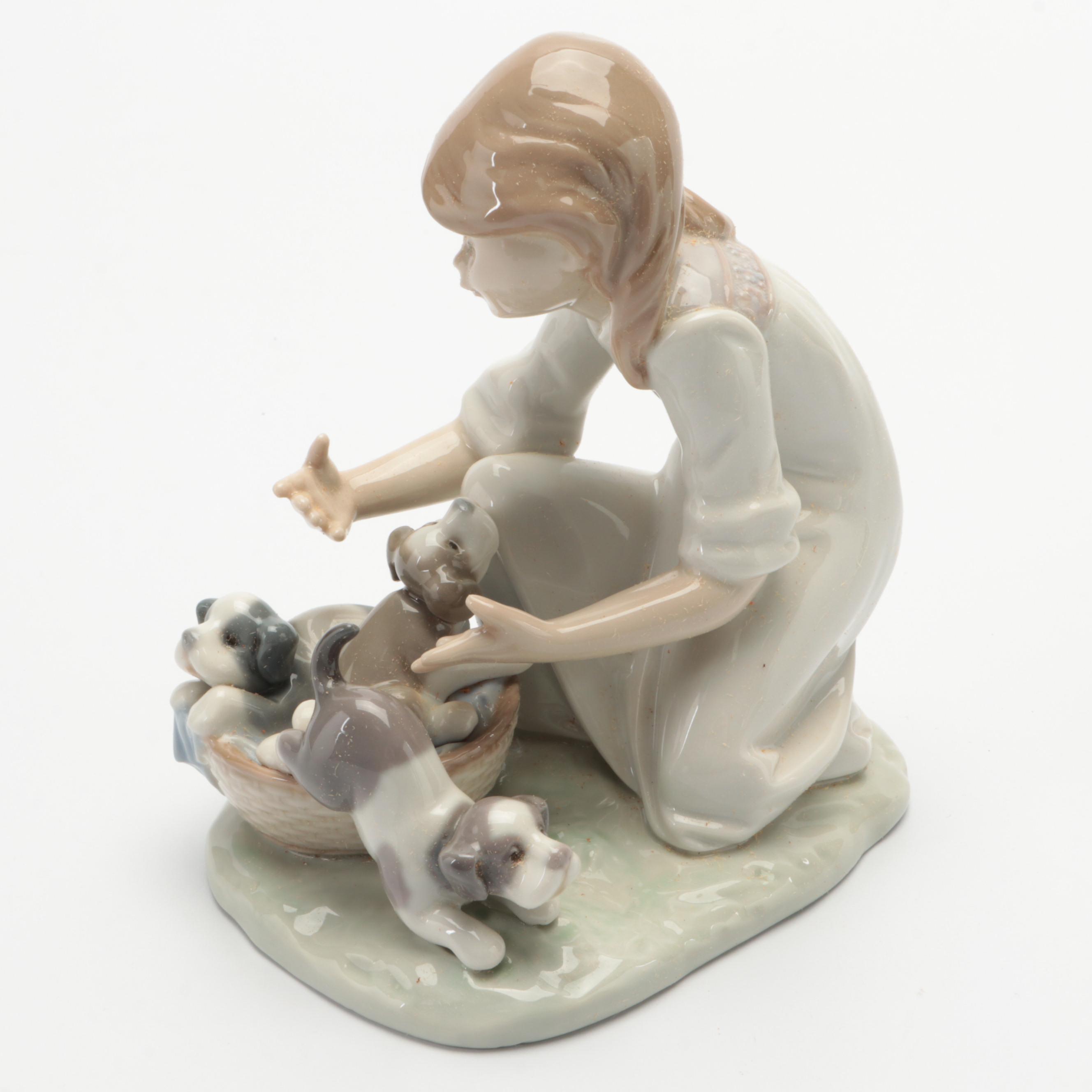 Lladró "Joy in a Basket" and "How You've Grown" Porcelain Figurines