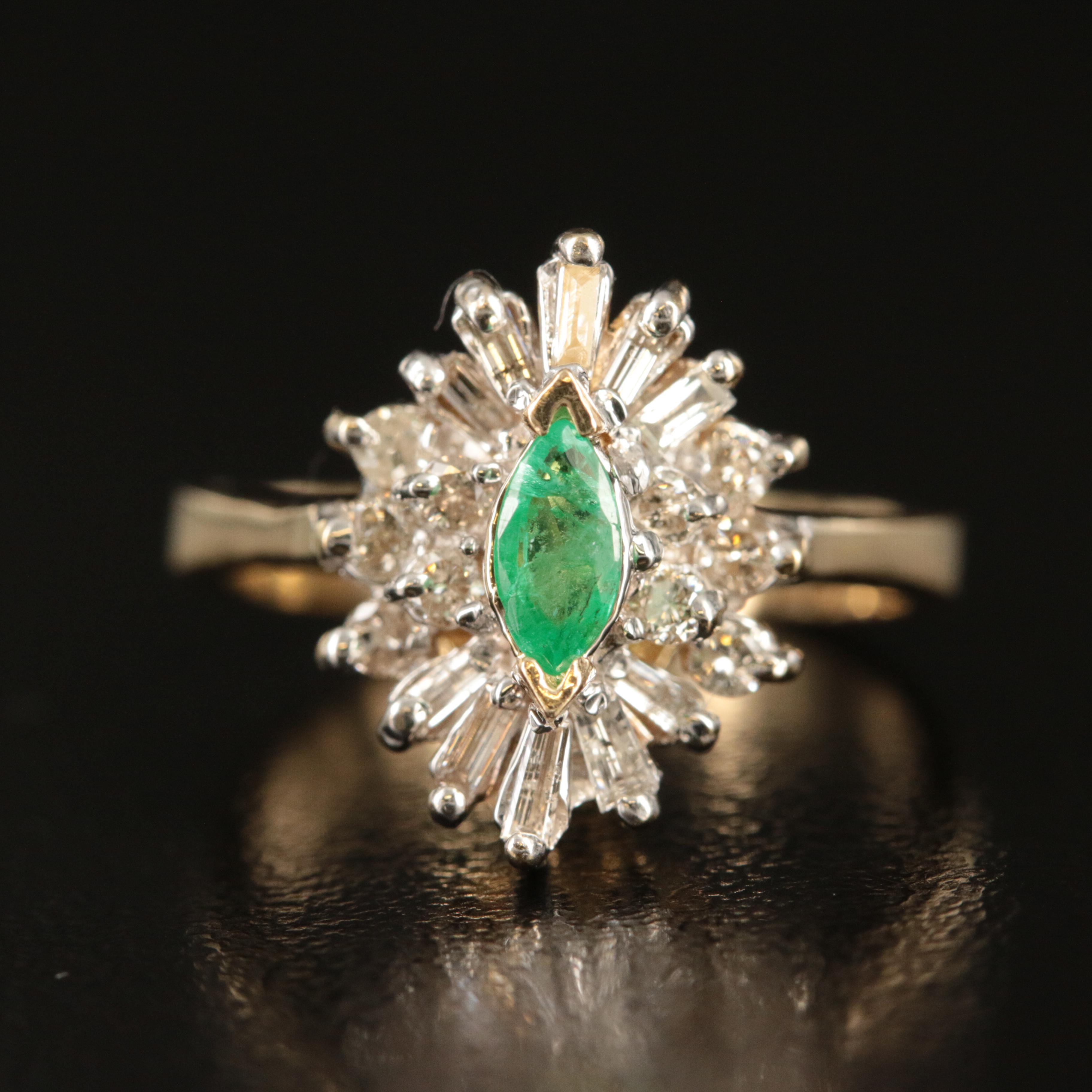 14K Emerald and Diamond Ring