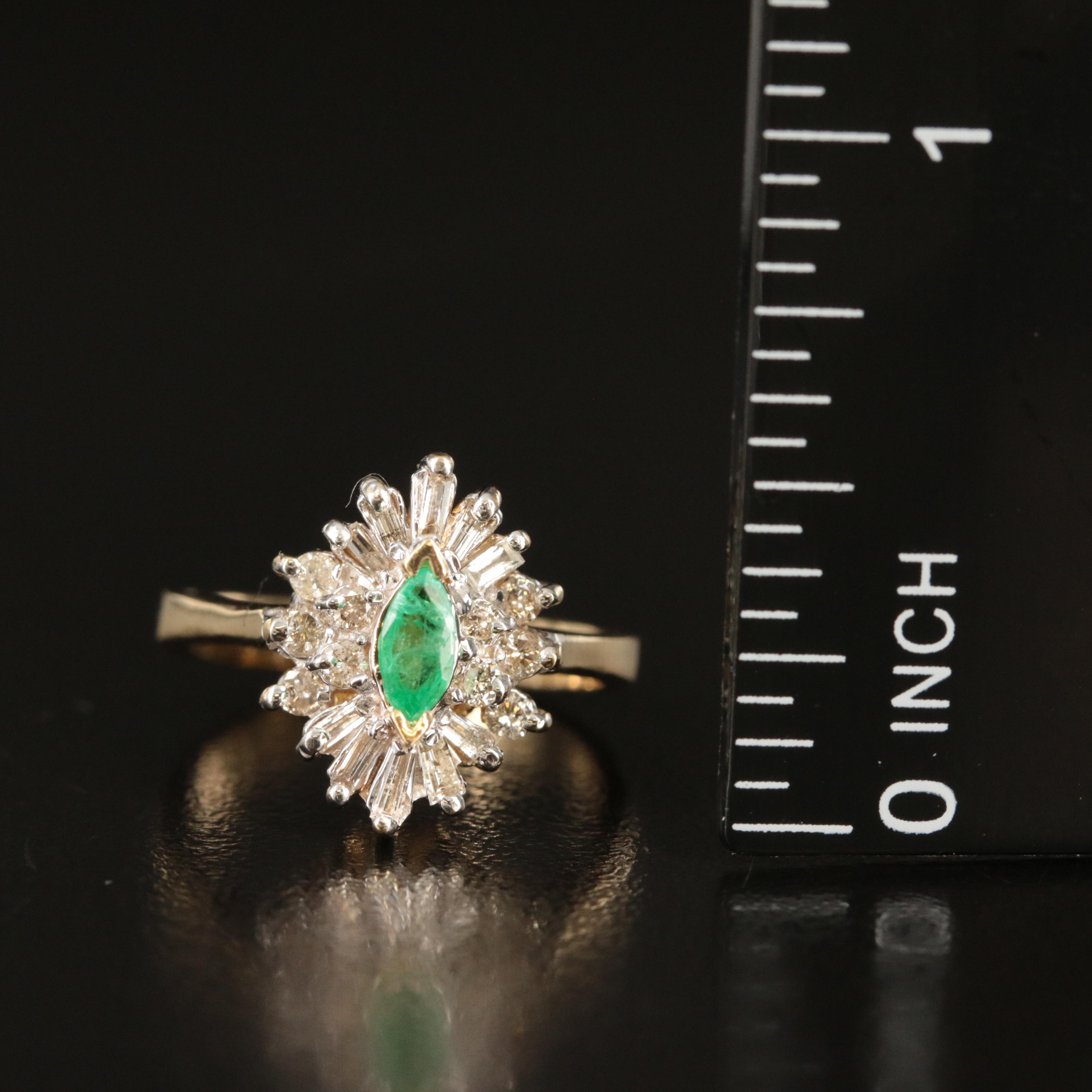 14K Emerald and Diamond Ring