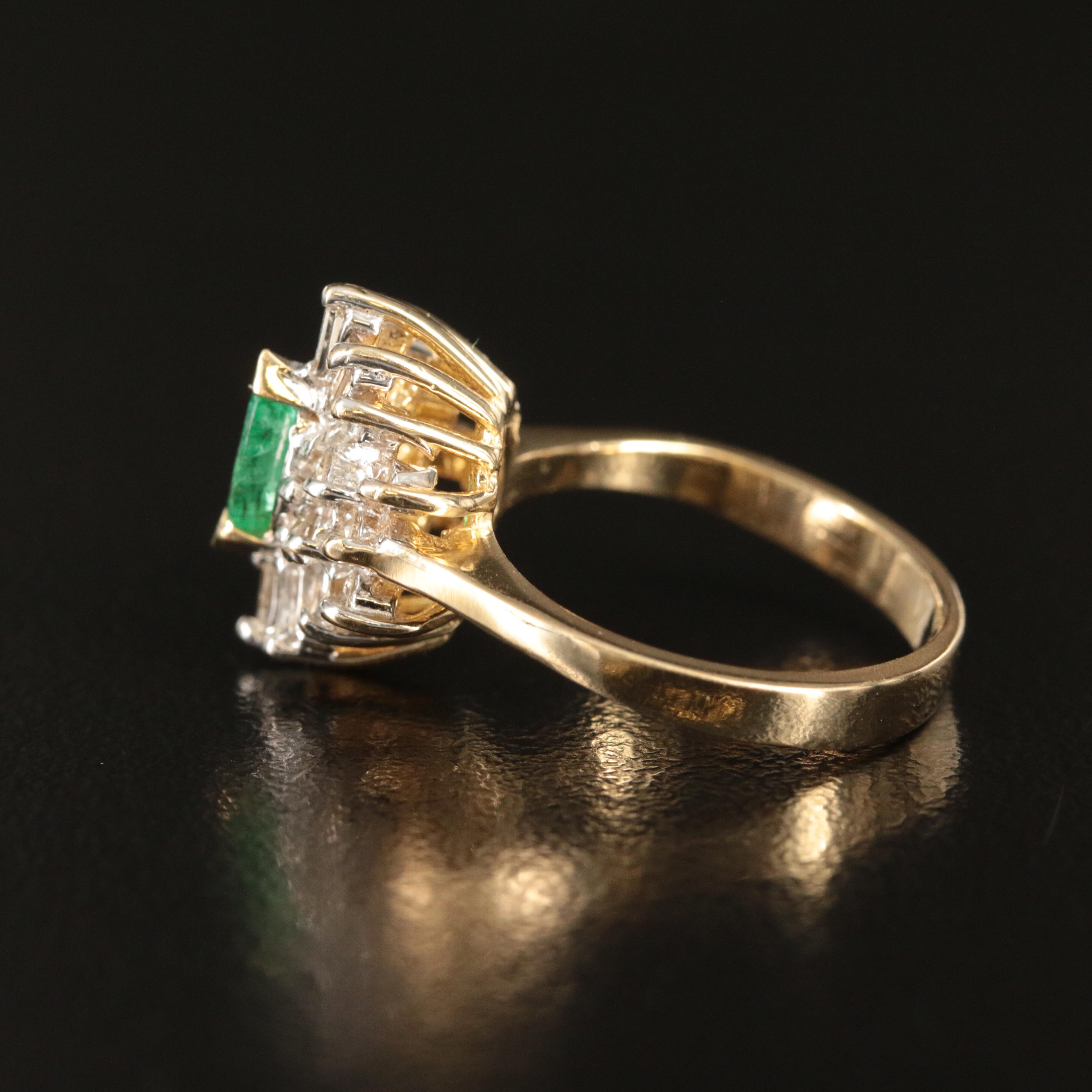 14K Emerald and Diamond Ring