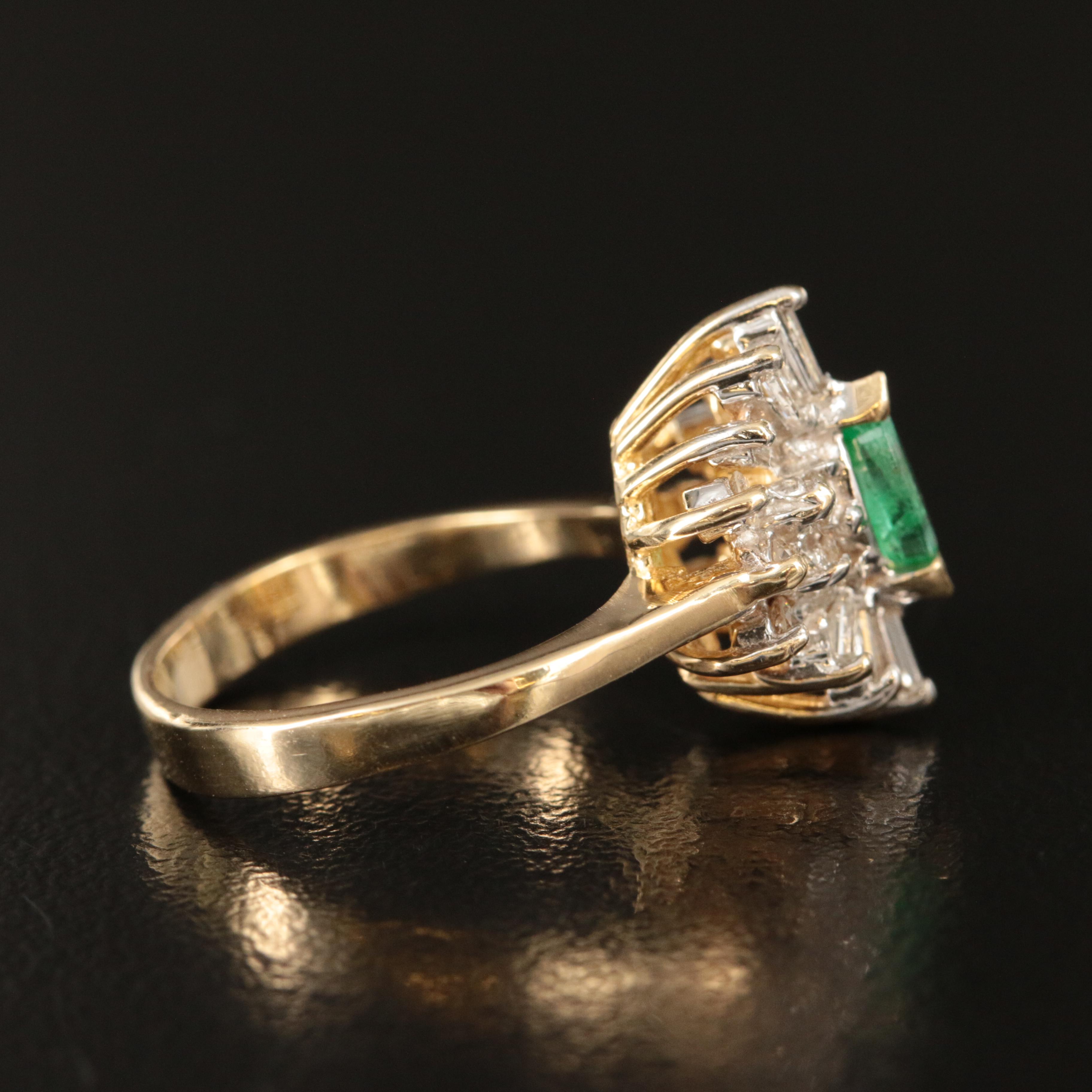 14K Emerald and Diamond Ring