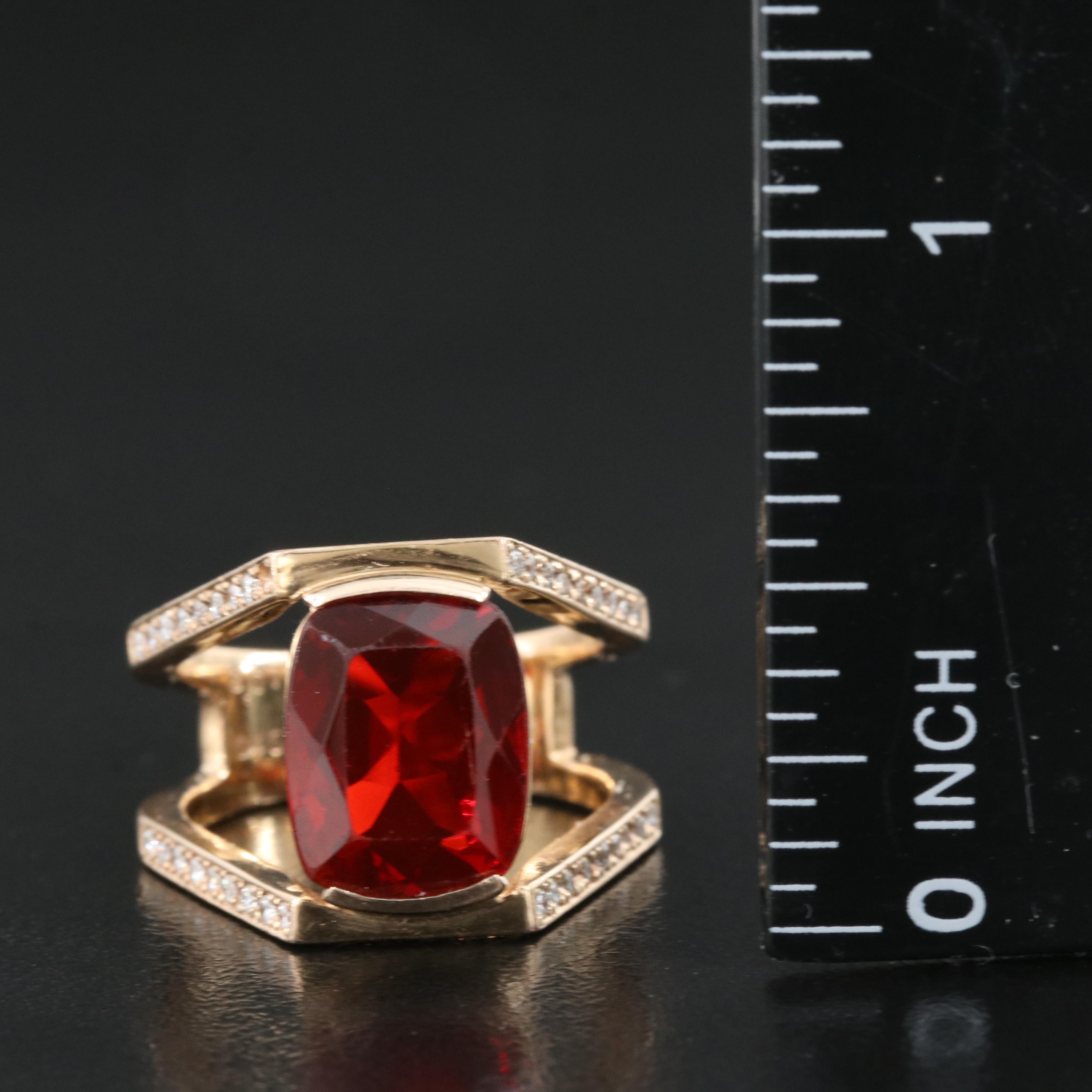 18K Rose Gold Fire Opal and Diamond Ring