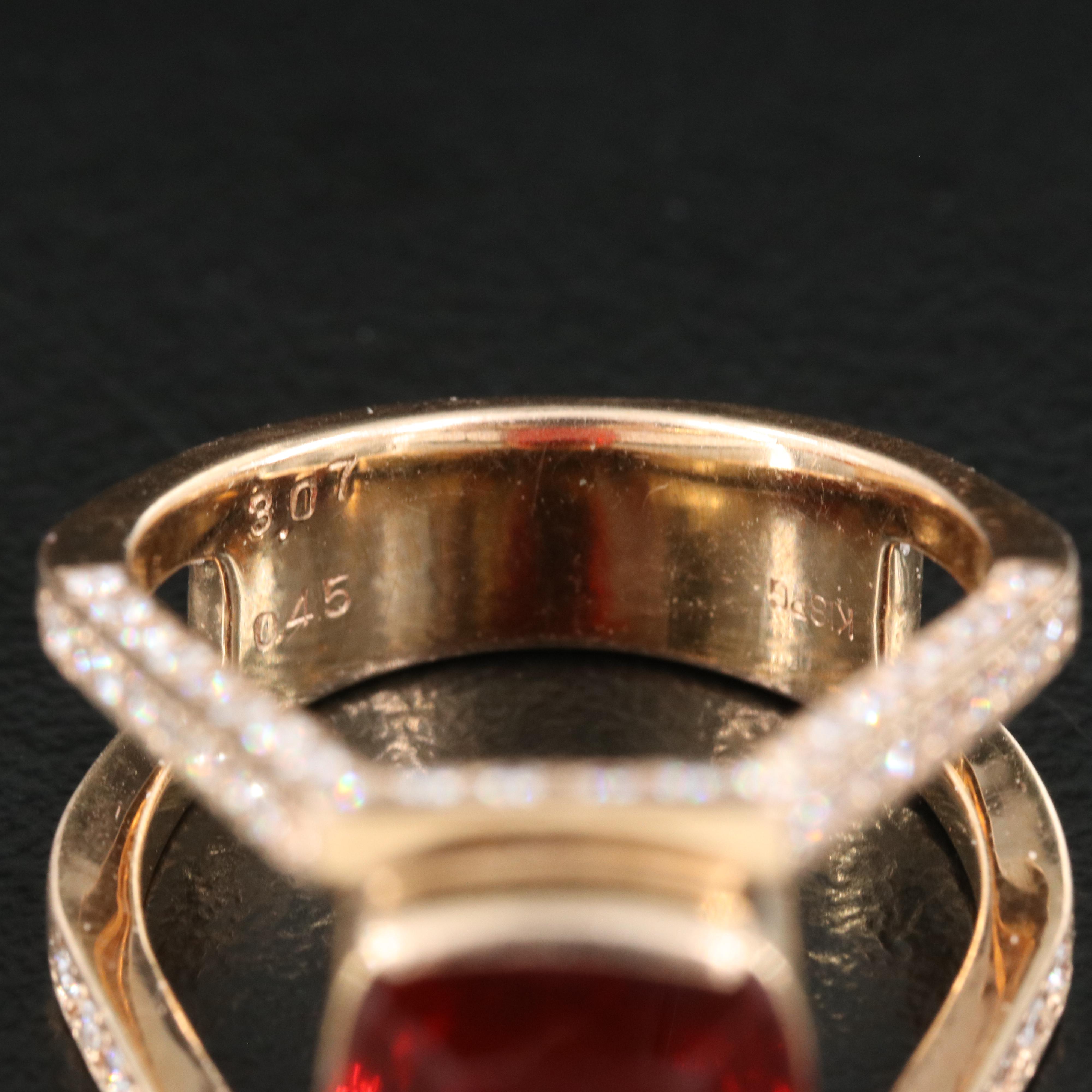 18K Rose Gold Fire Opal and Diamond Ring