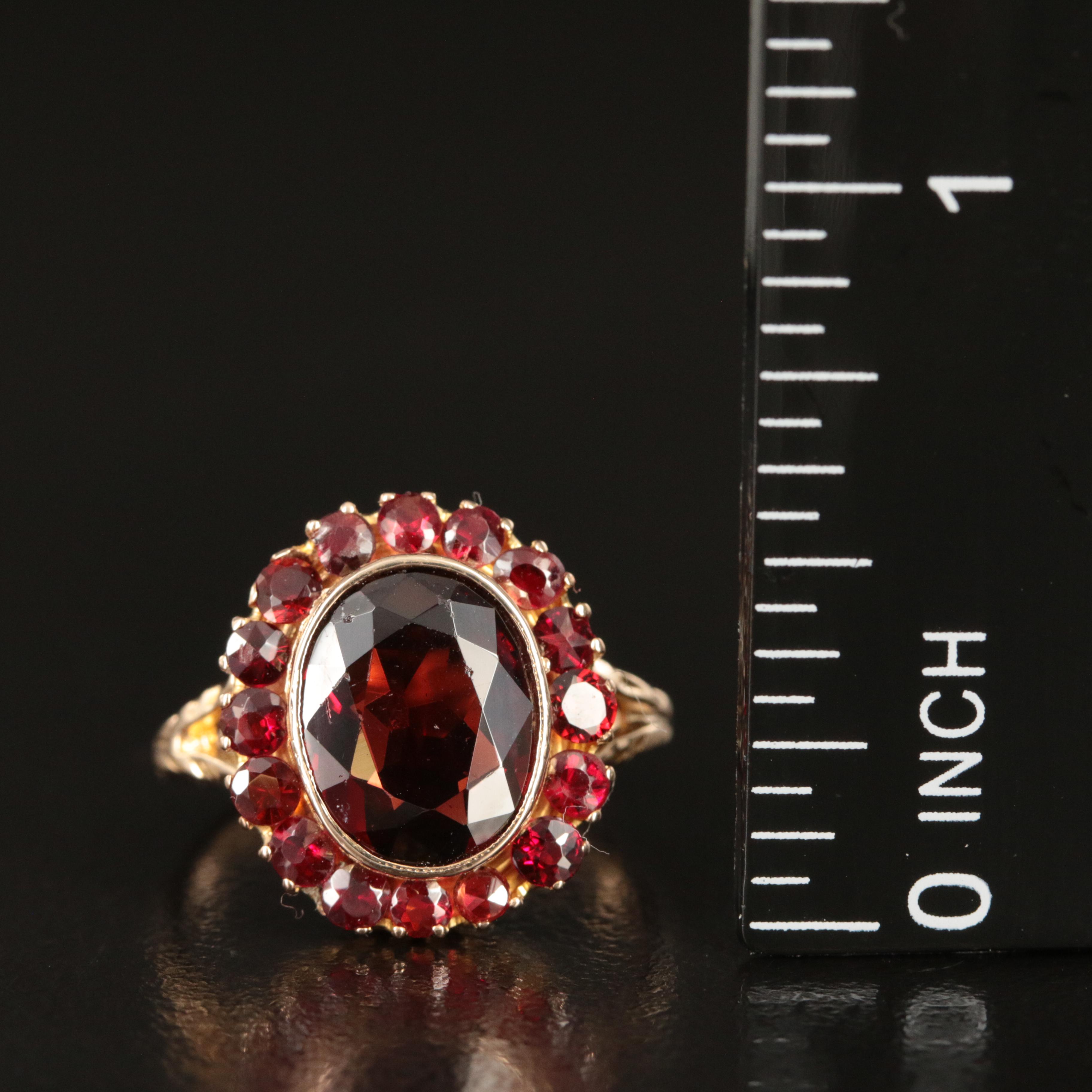 9K Garnet Halo Ring