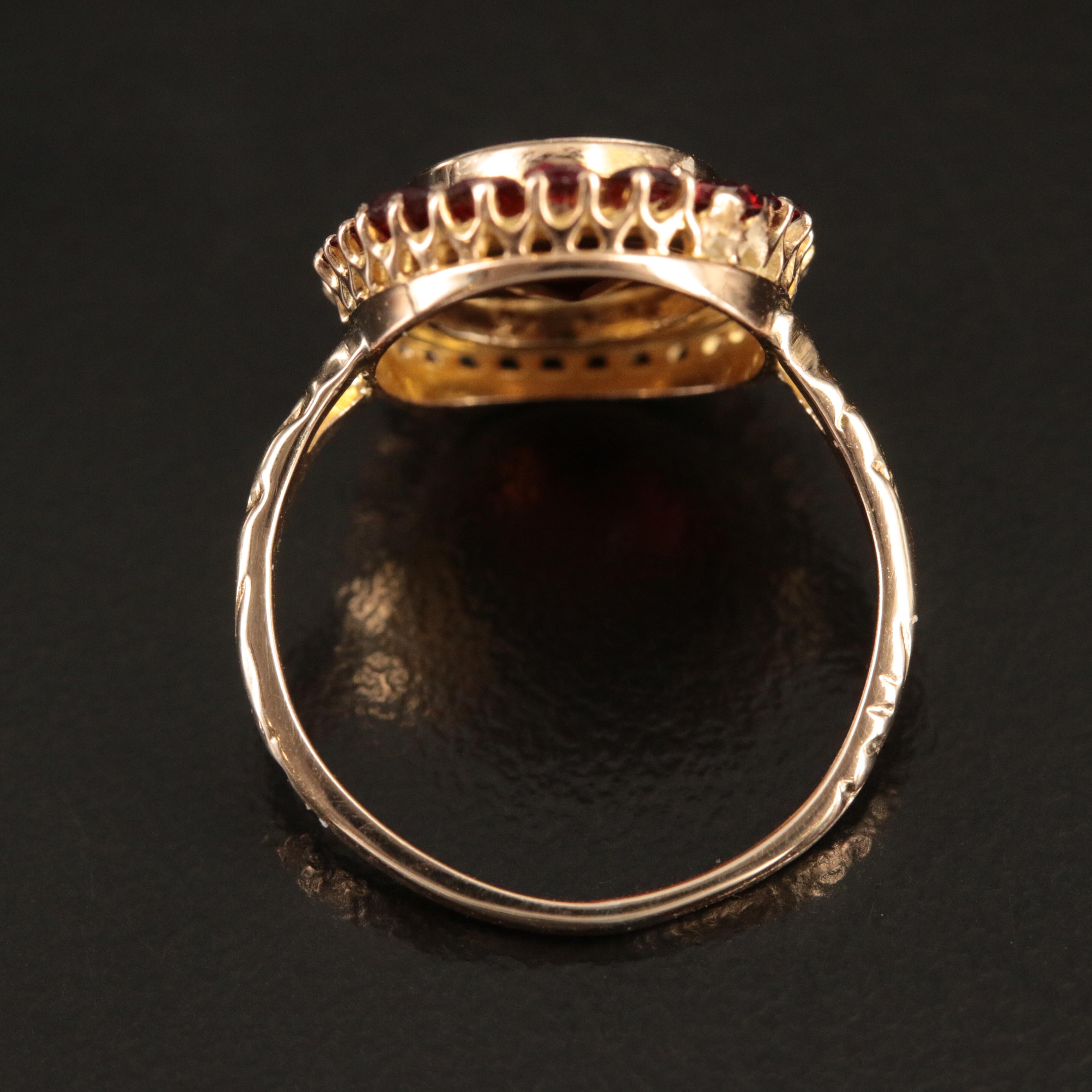 9K Garnet Halo Ring
