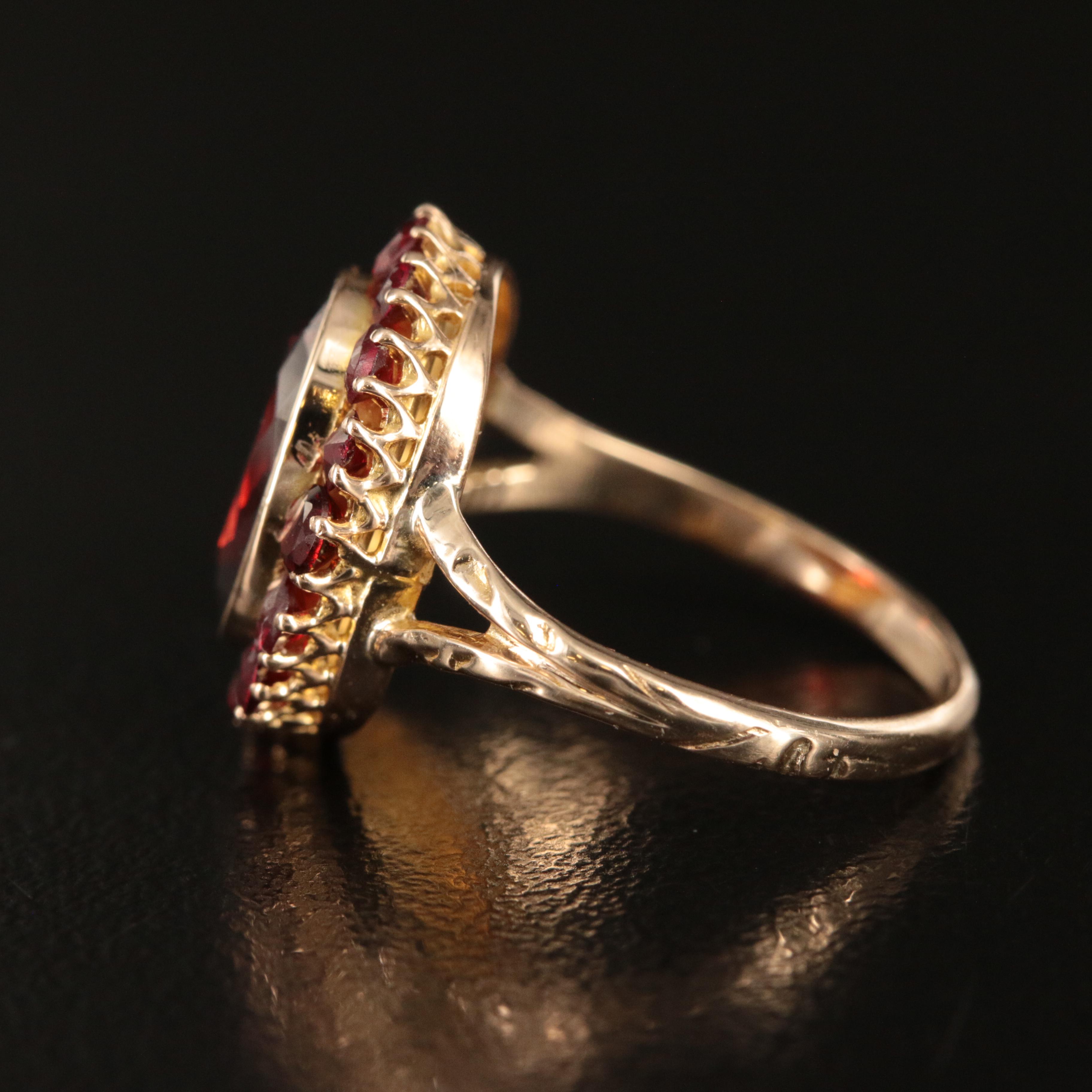 9K Garnet Halo Ring