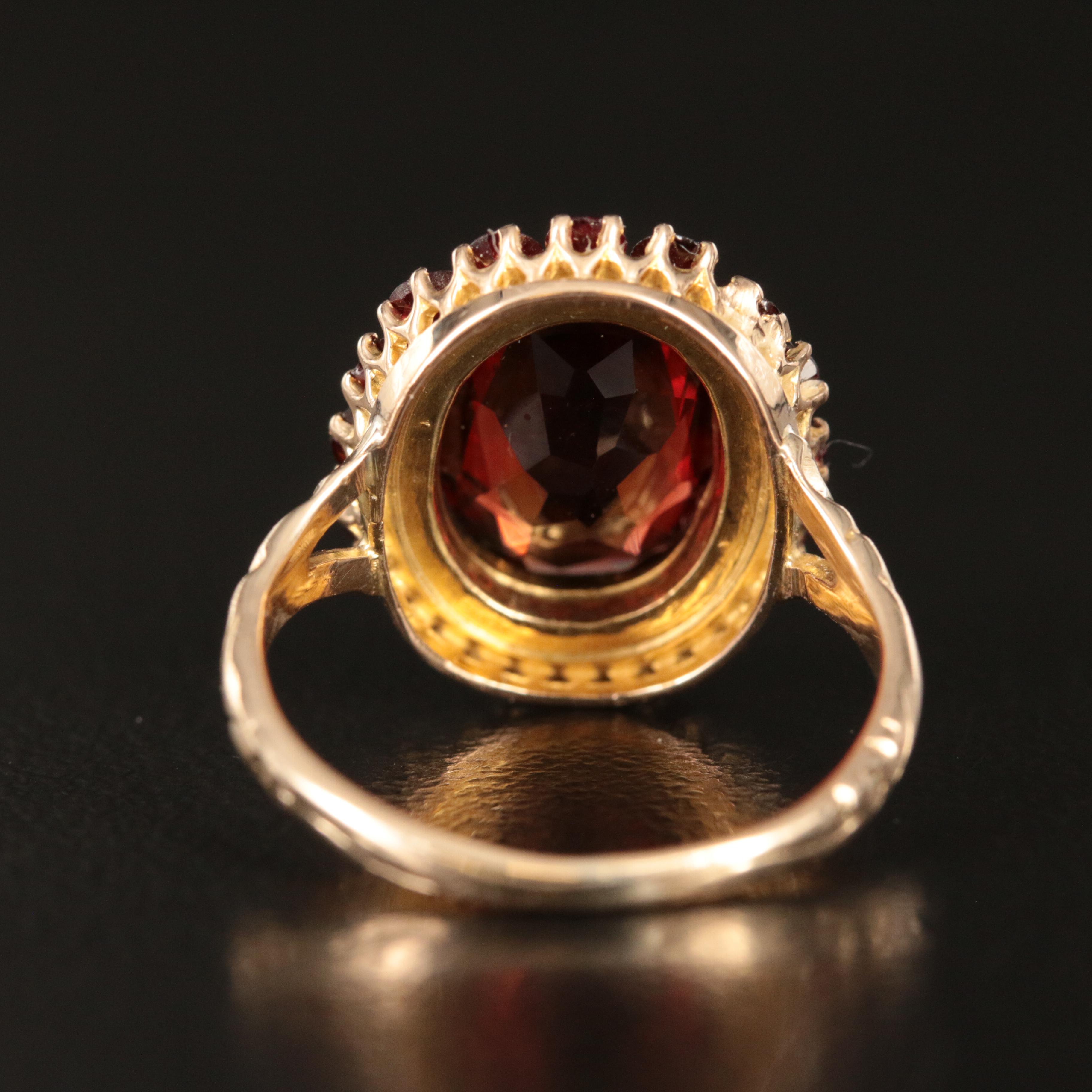 9K Garnet Halo Ring