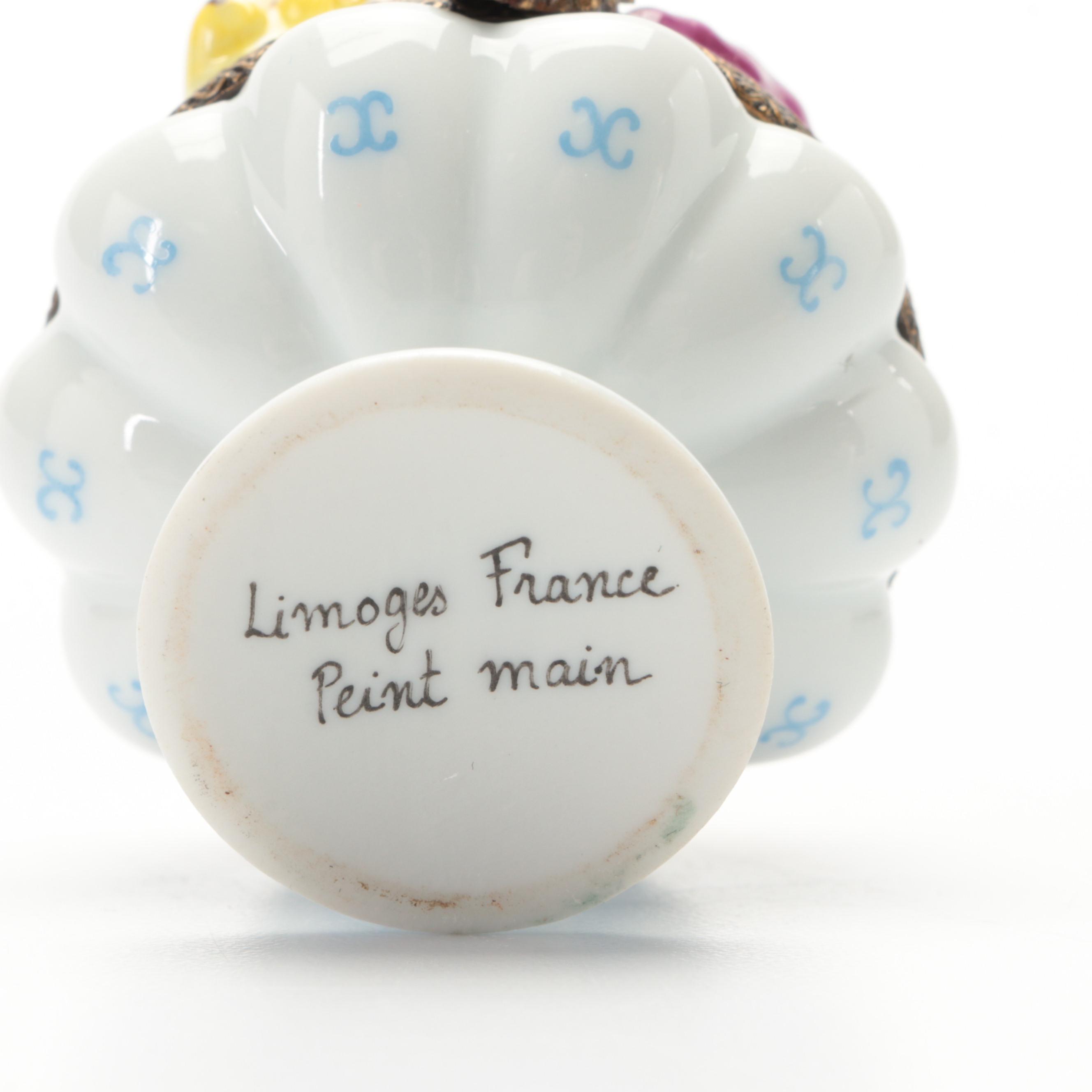 Fruit Bowl, Accordion and Other Limoges Porcelain Boxes