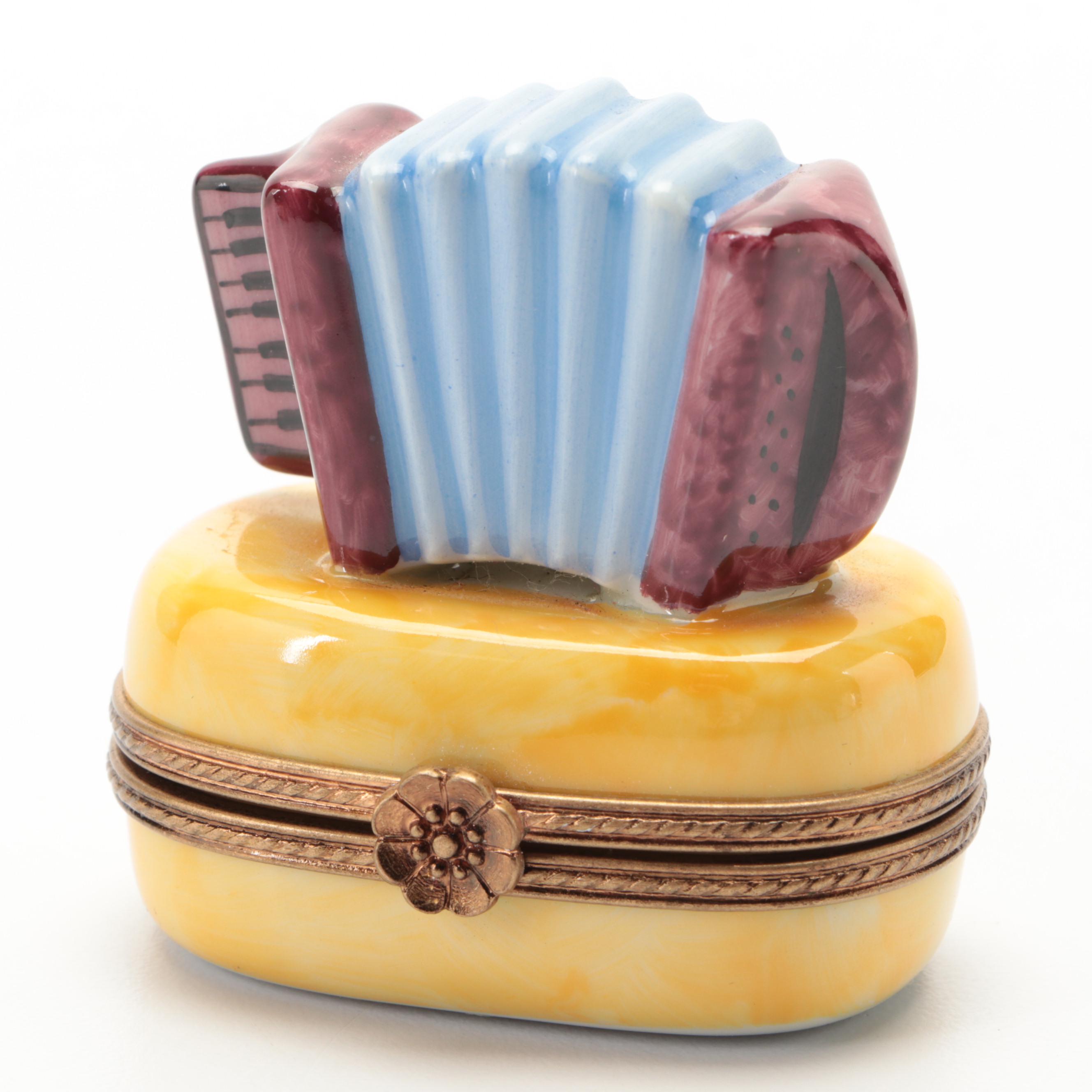 Fruit Bowl, Accordion and Other Limoges Porcelain Boxes