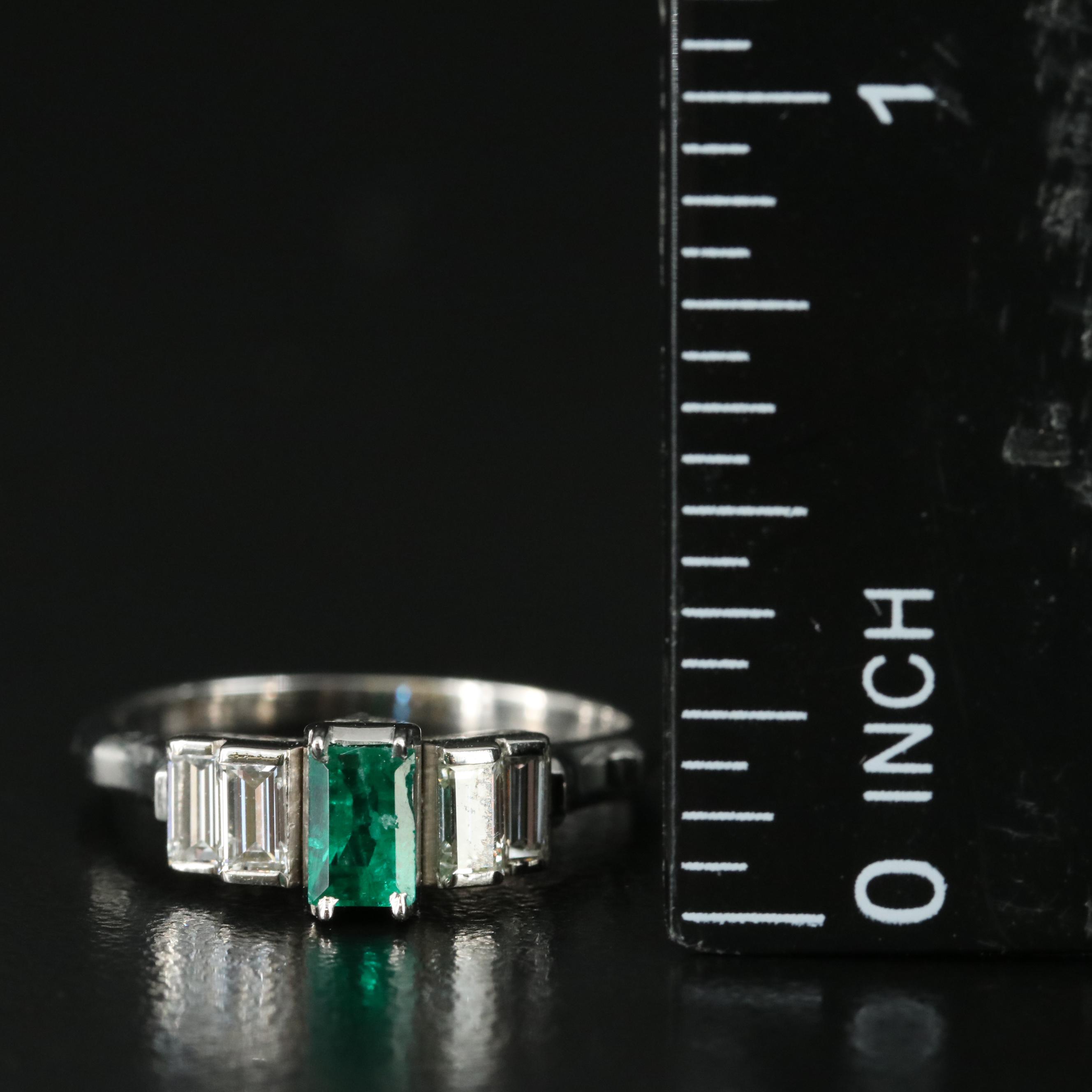 Platinum Emerald and Diamond Ring