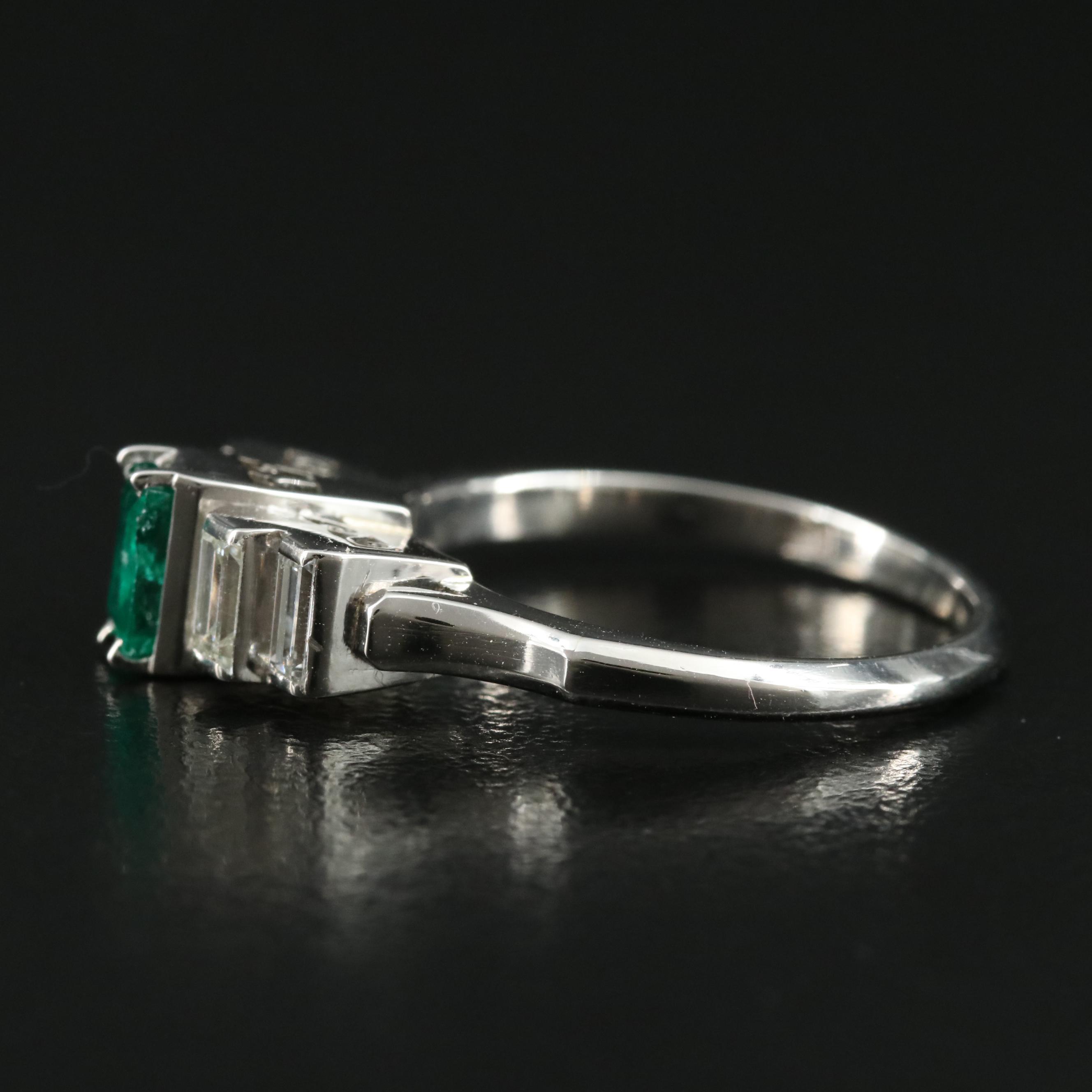 Platinum Emerald and Diamond Ring