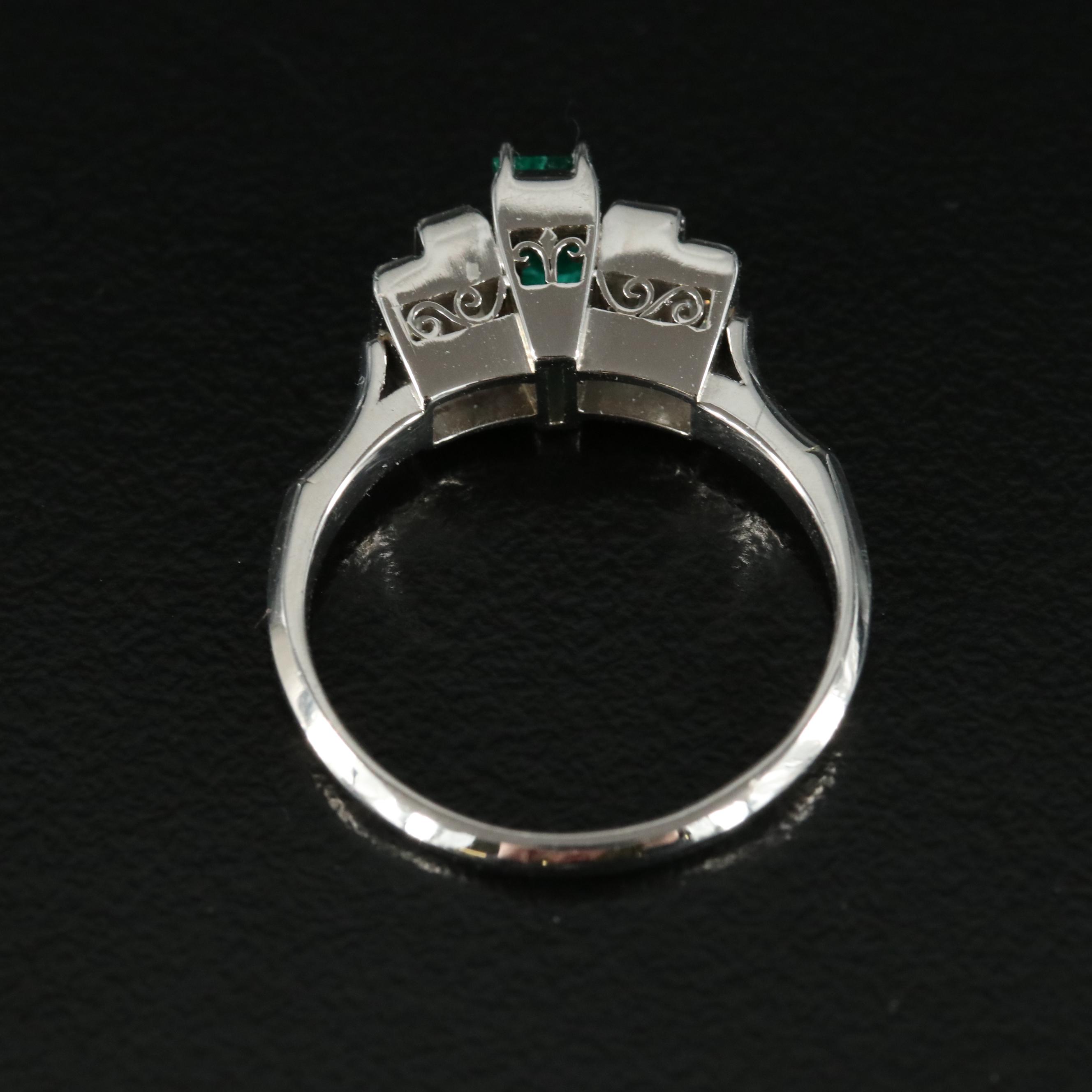 Platinum Emerald and Diamond Ring