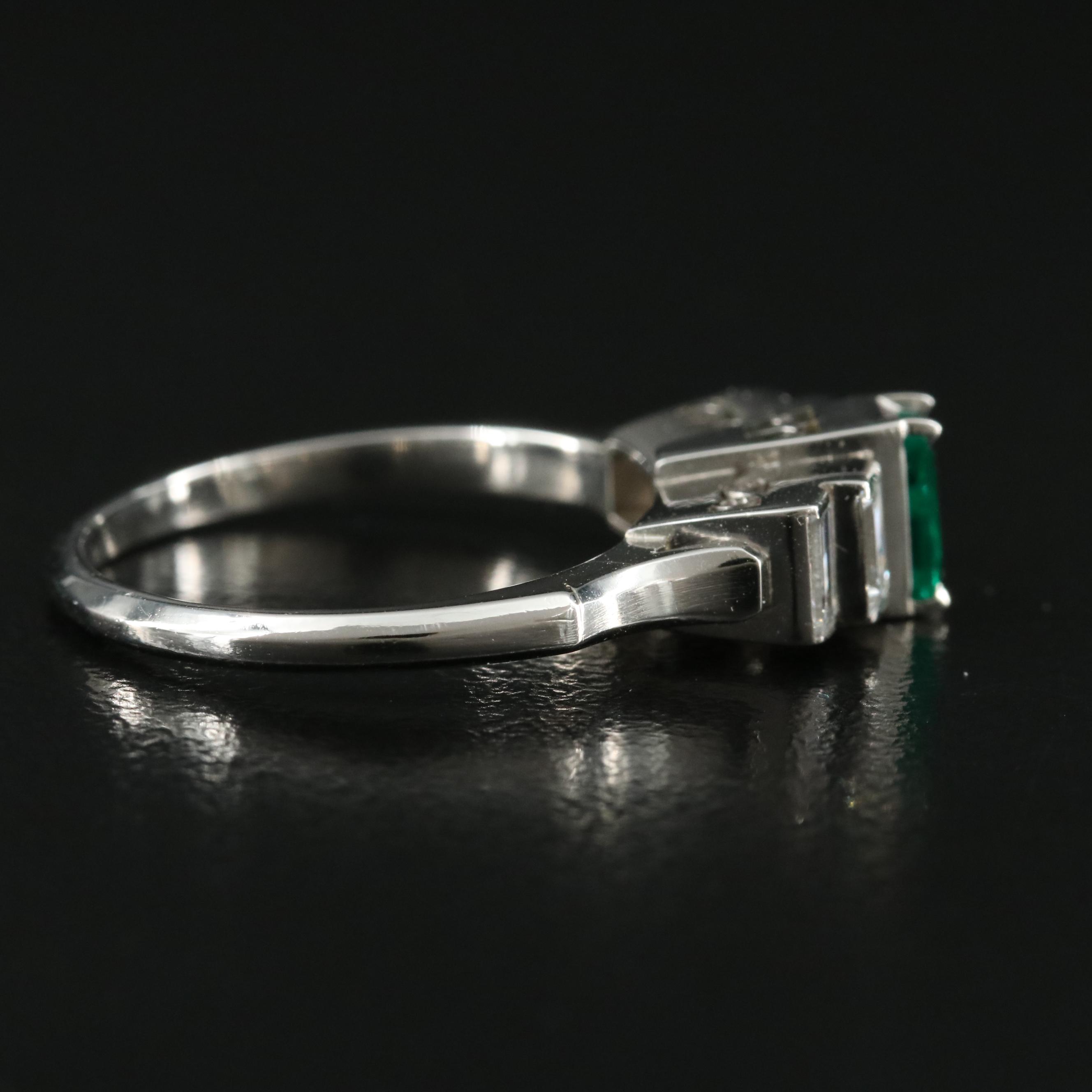 Platinum Emerald and Diamond Ring