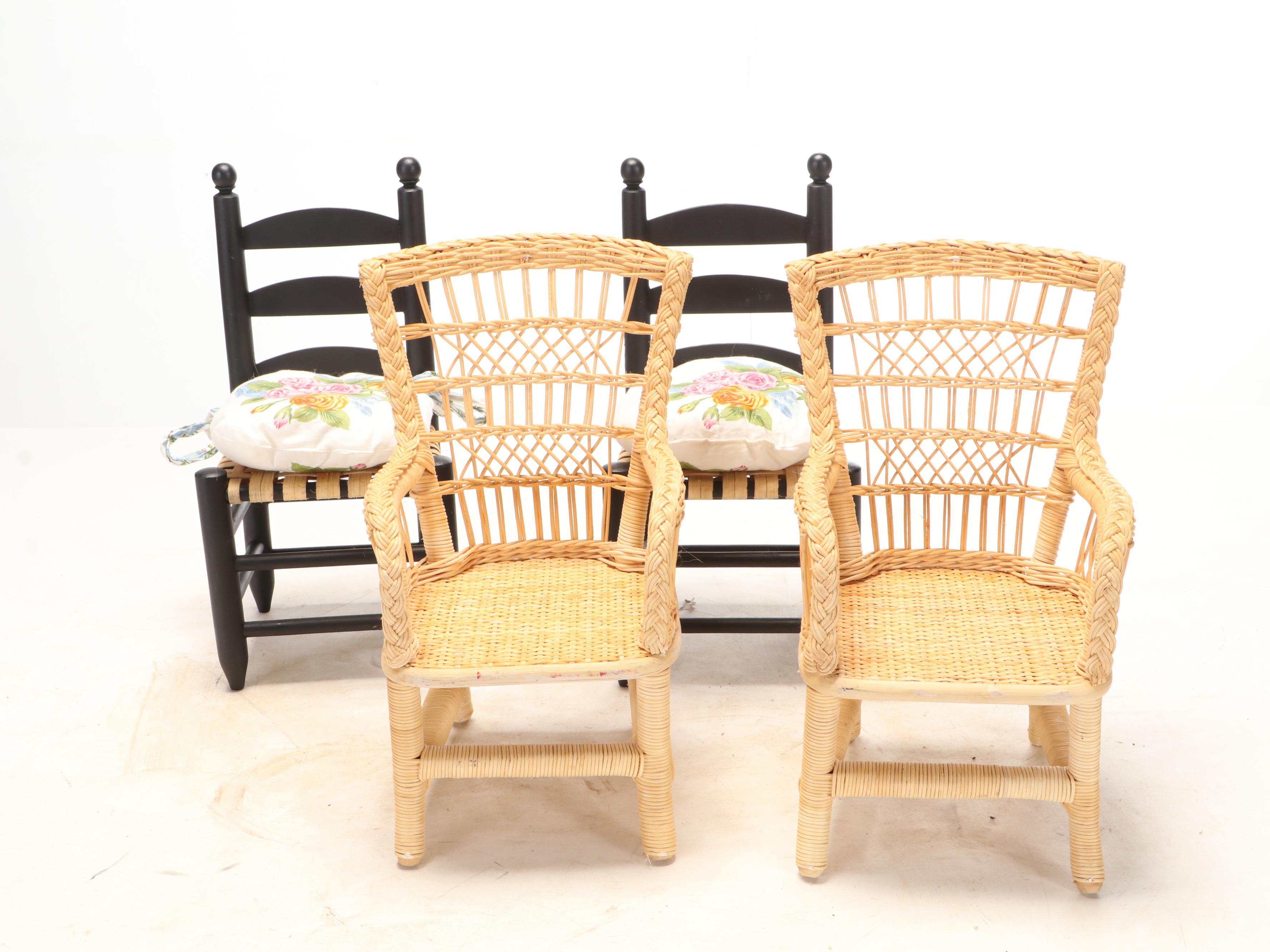 Pleasant Company American Girls Collection Basket and Doll Furniture