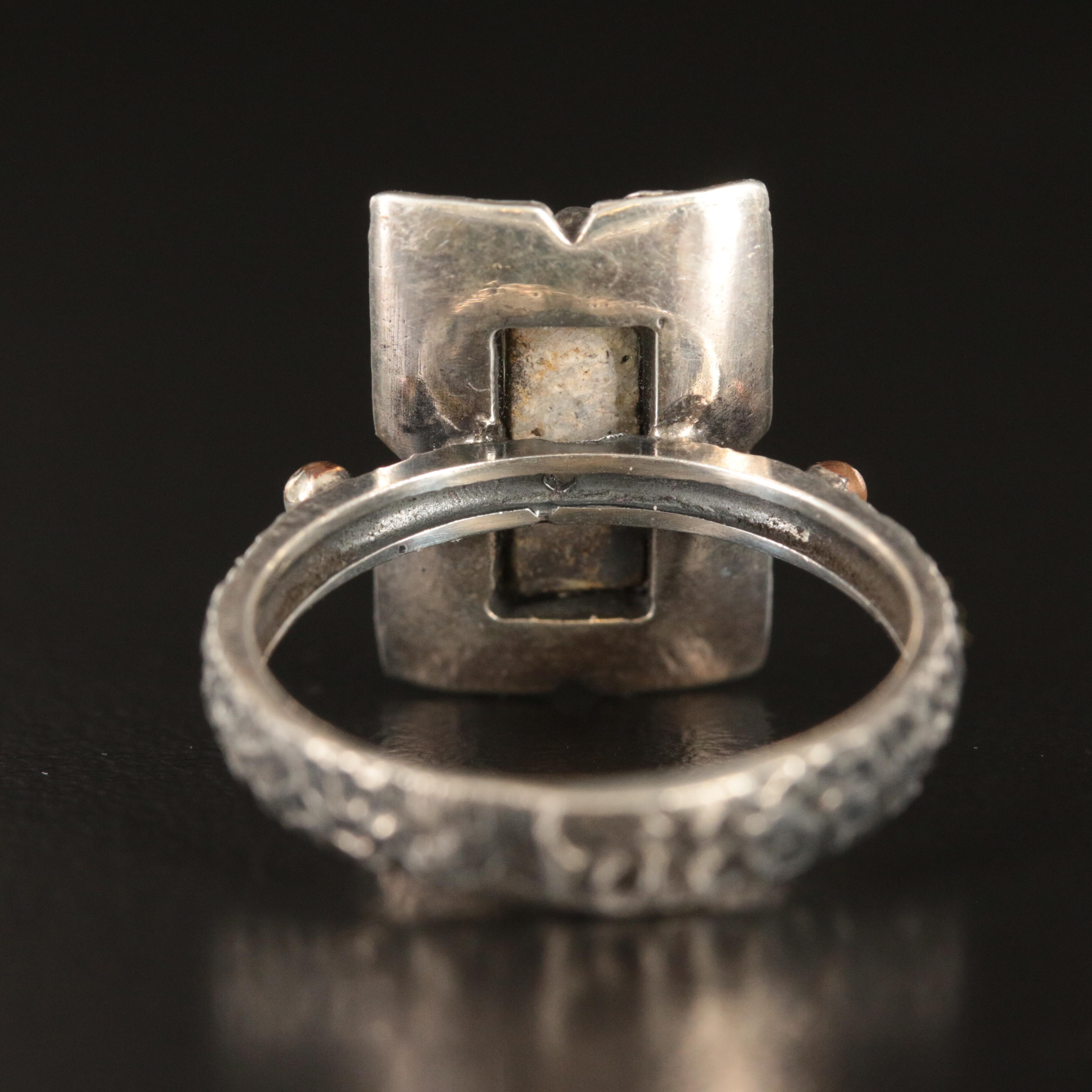 Sterling Turquoise Ring with Bead Detail