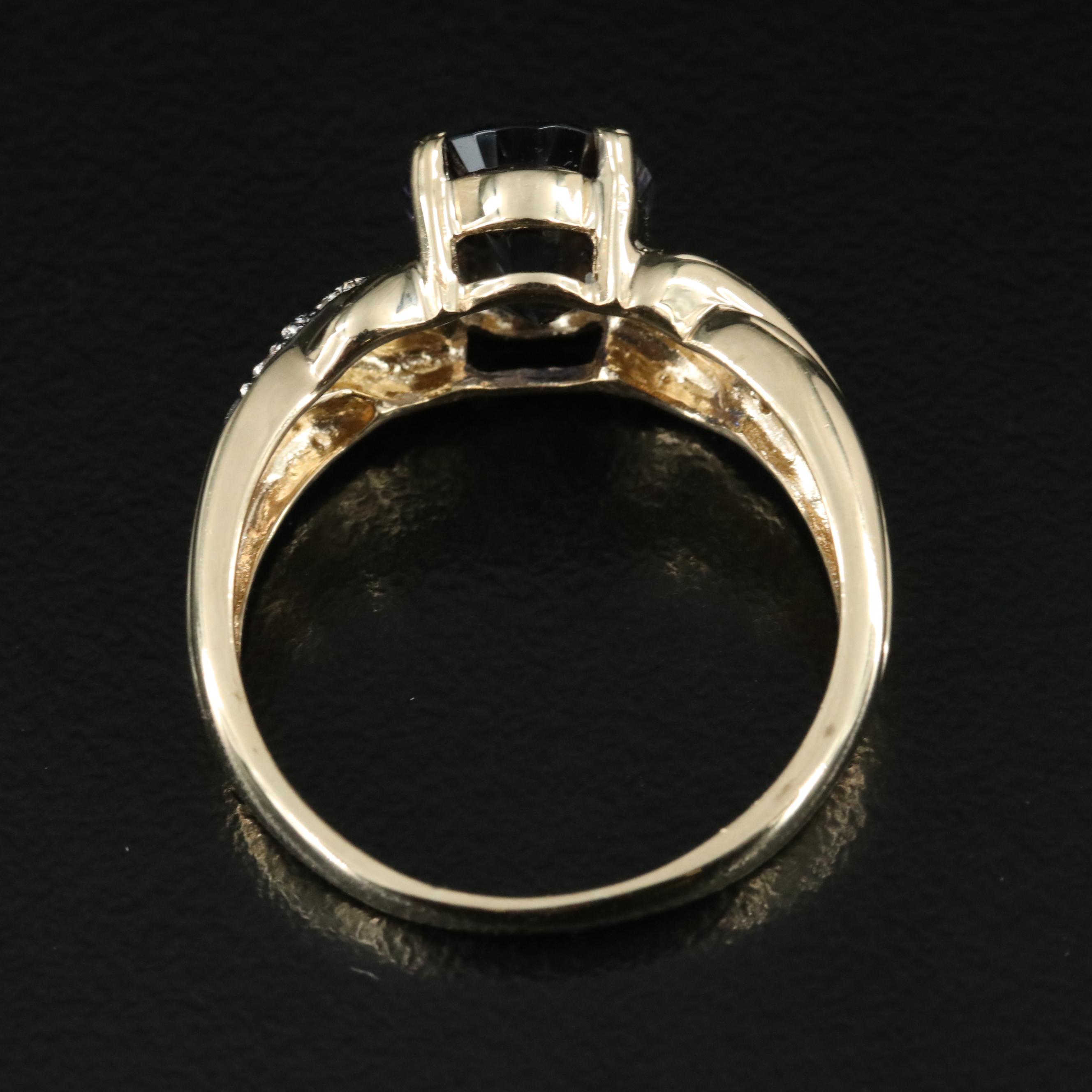 14K Iolite and Diamond Ring