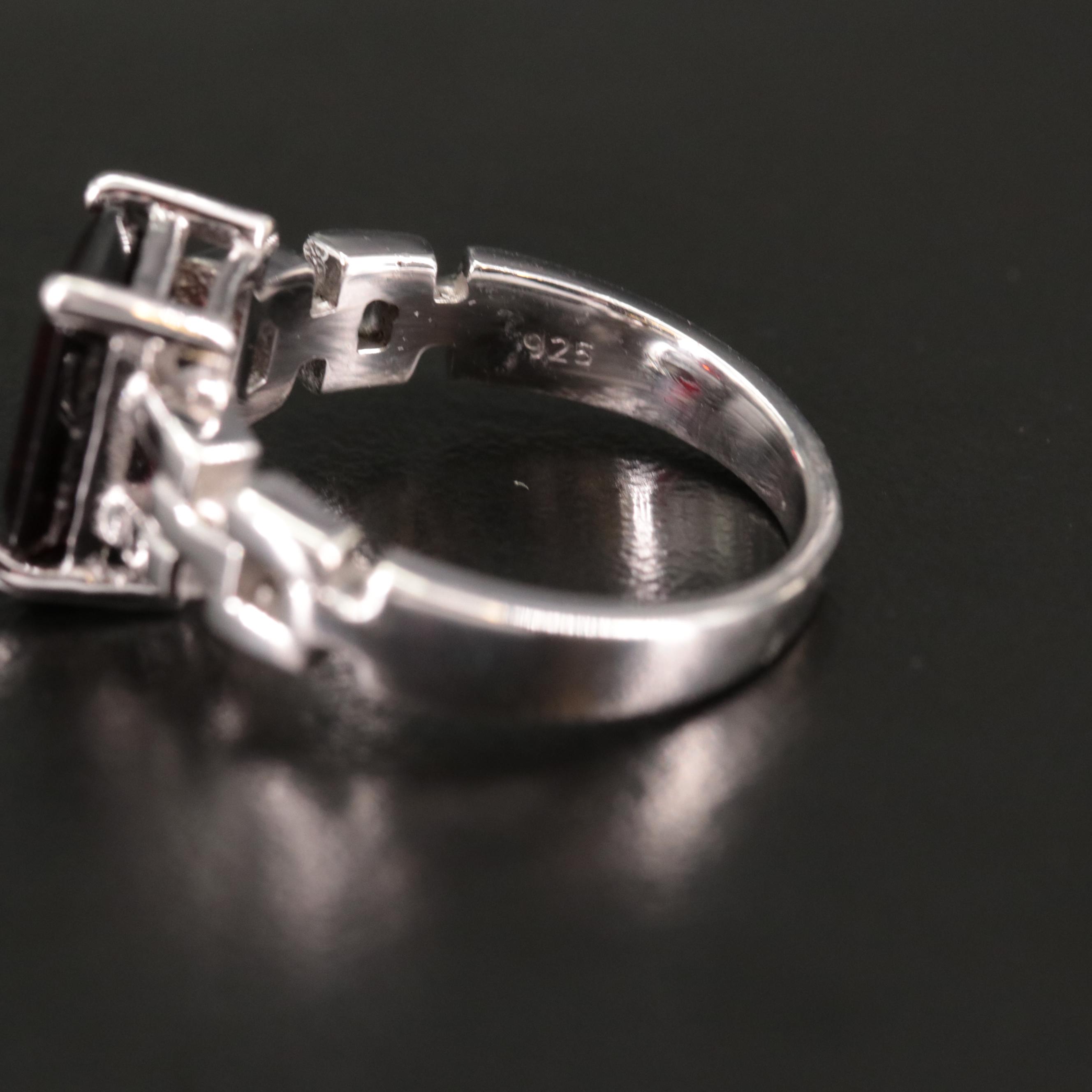 Sterling Garnet Chain Link Ring