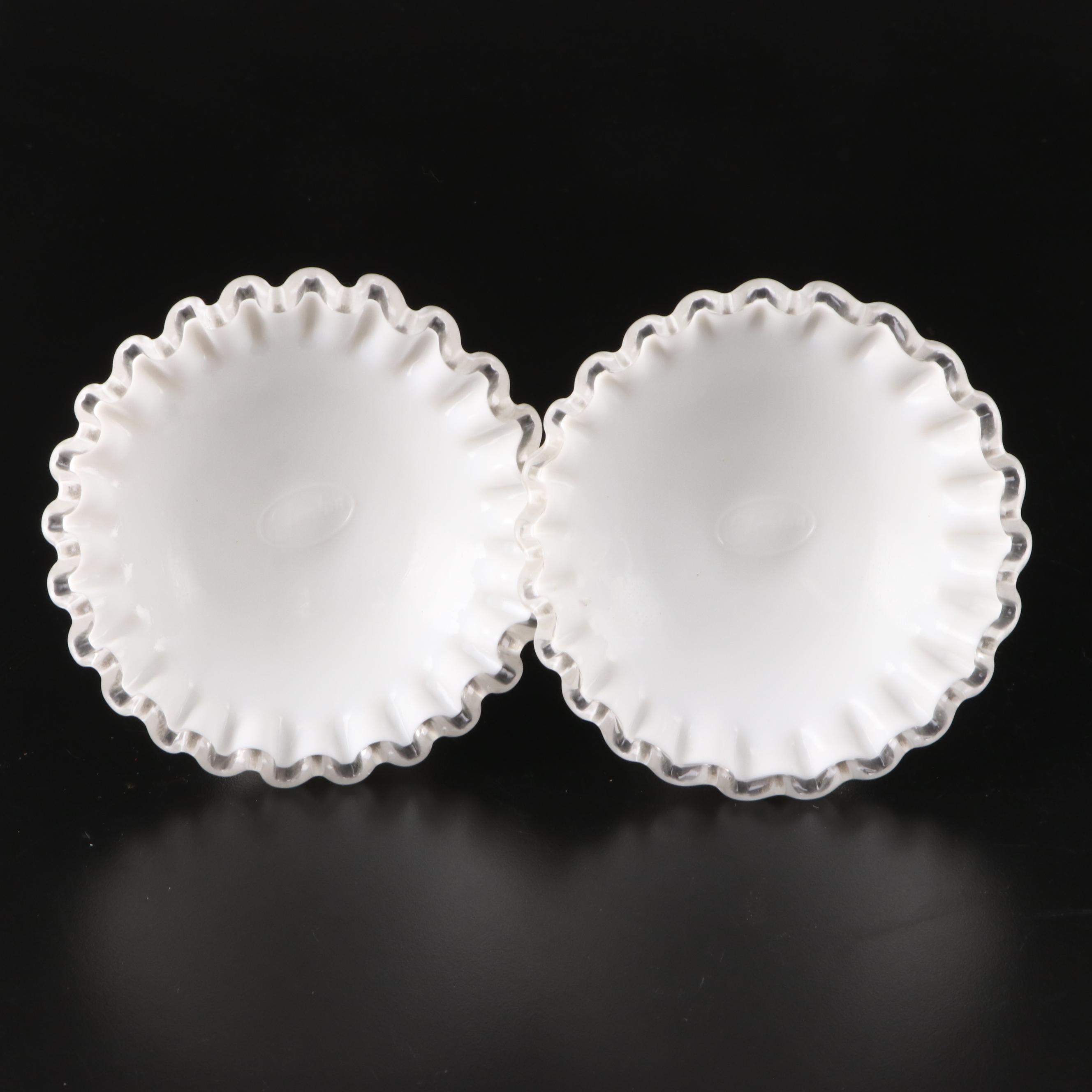 Fenton "Silver Crest Spanish Lace" Cake Stand with Other American Milk Glass