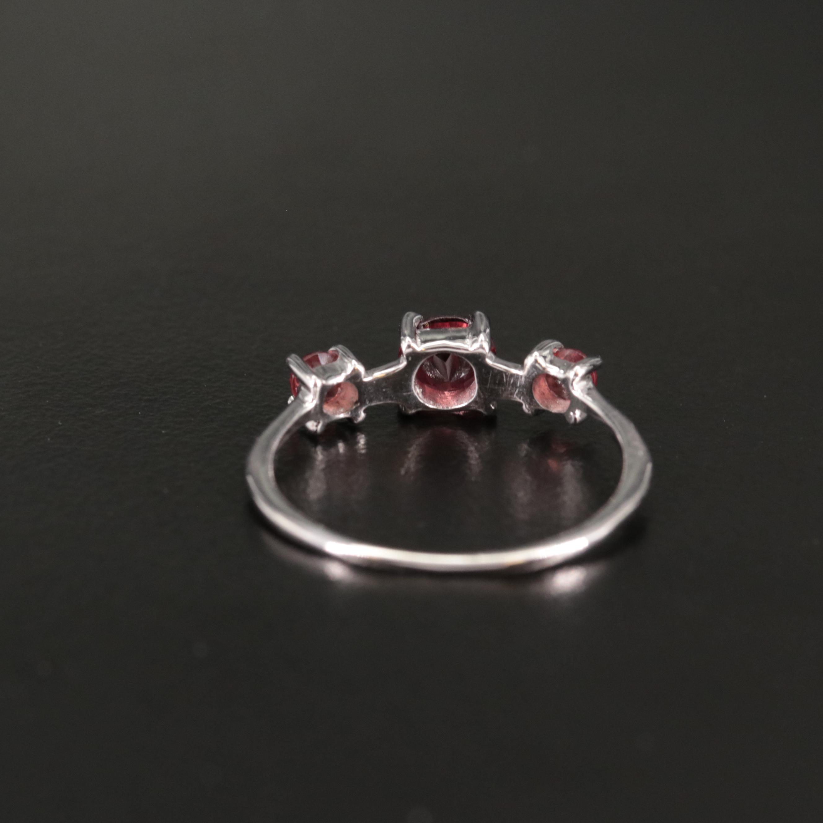 Sterling Garnet Three Stone Ring