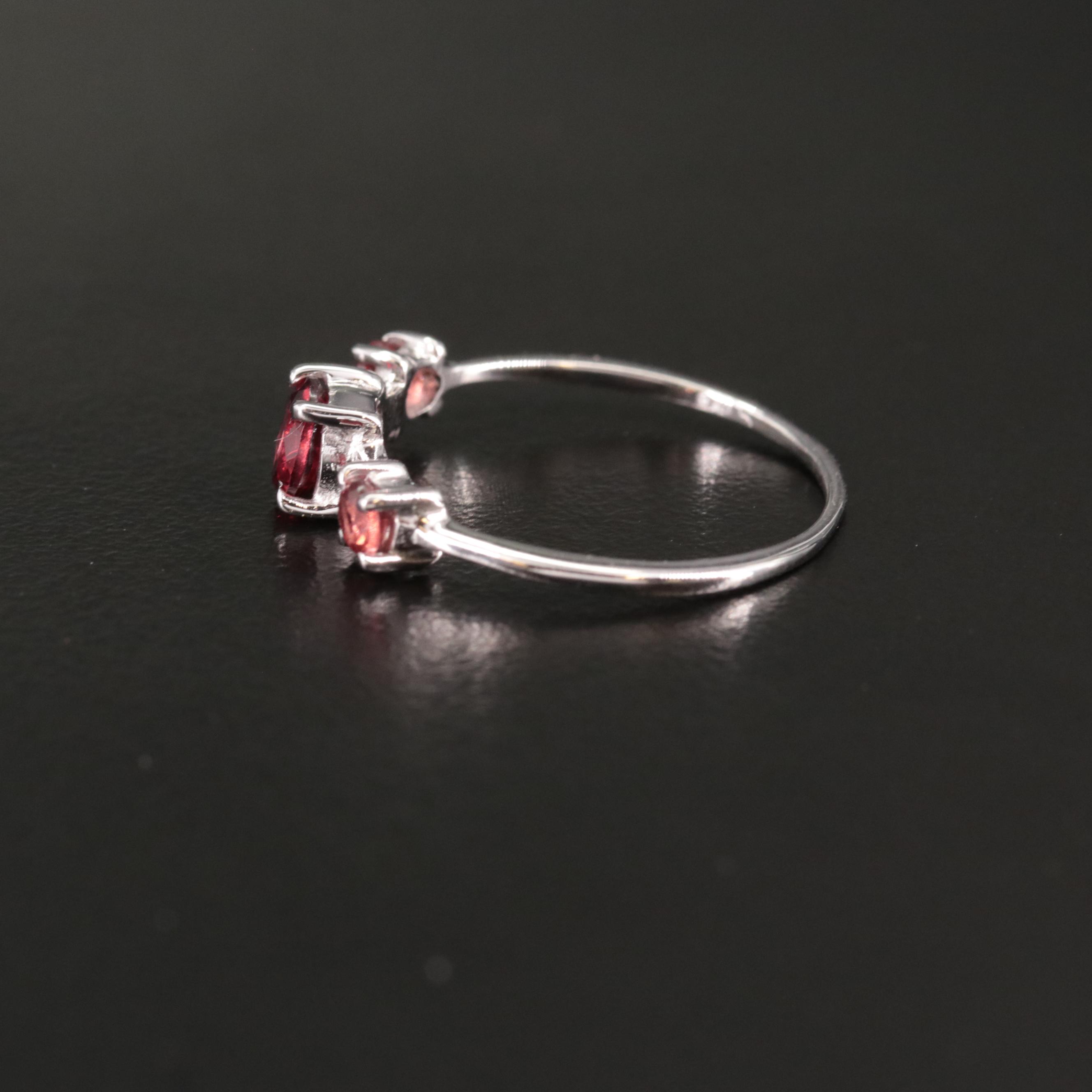 Sterling Garnet Three Stone Ring