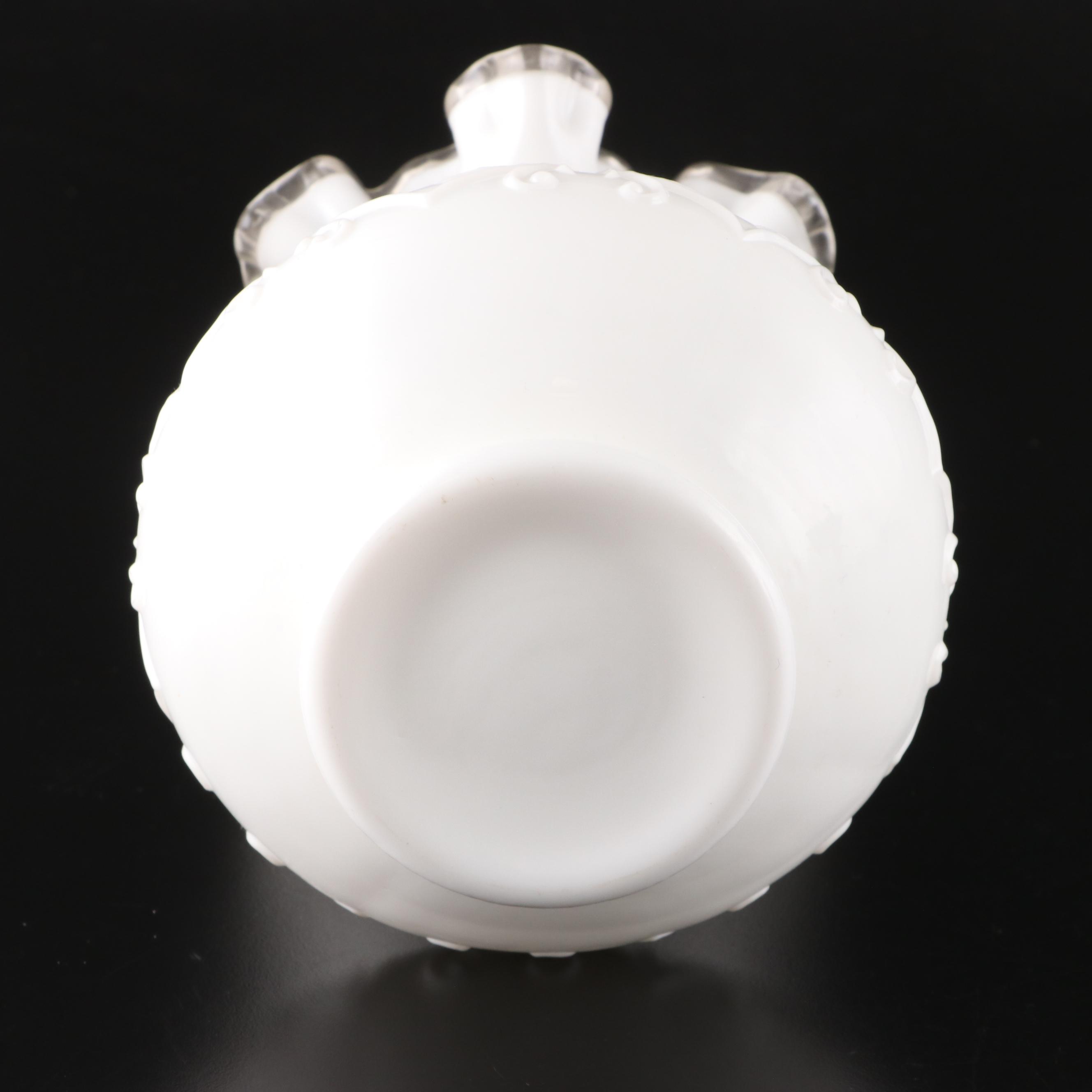 Fenton "Silver Crest Spanish Lace" Cake Stand with Other American Milk Glass