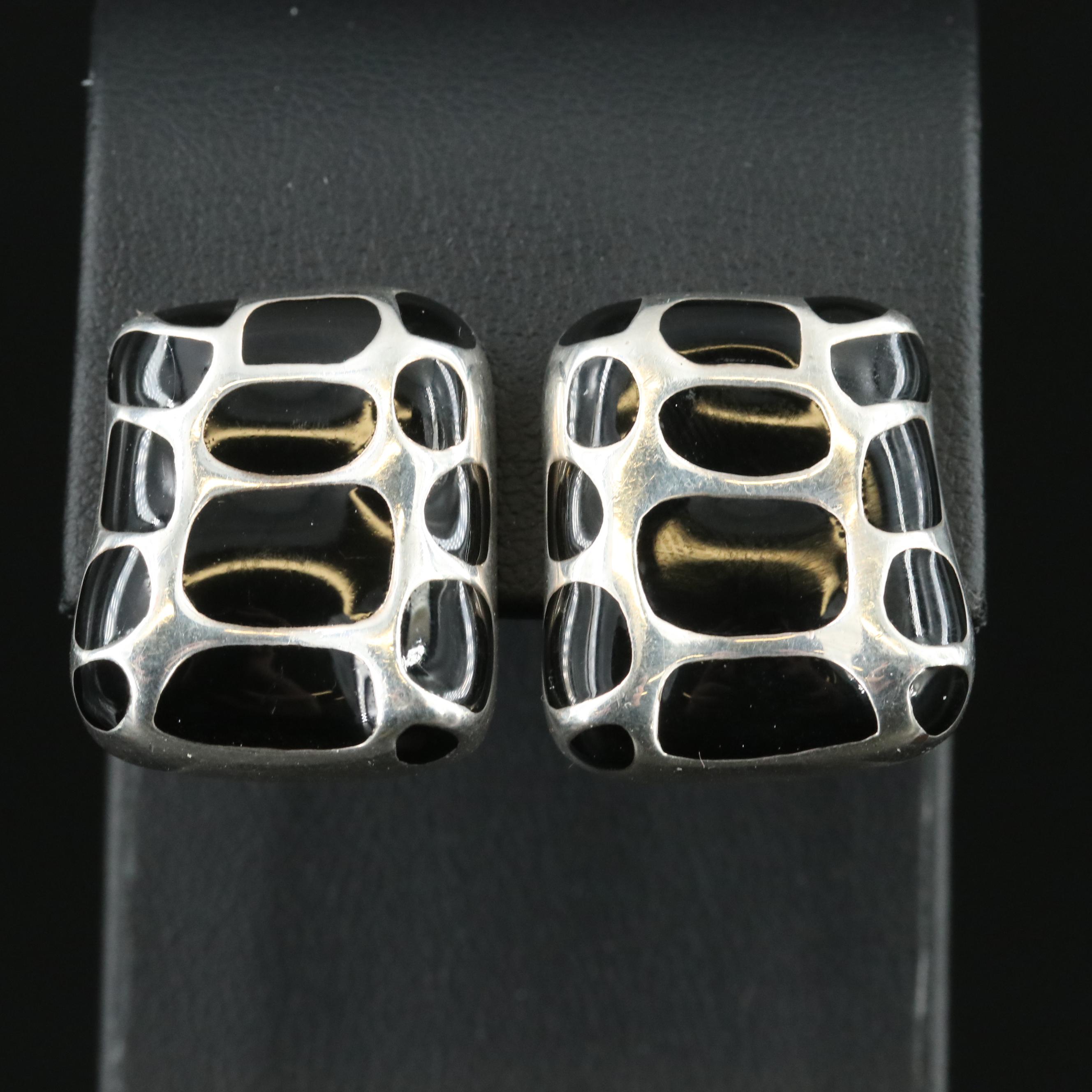 Sterling Enamel Spotted Earrings