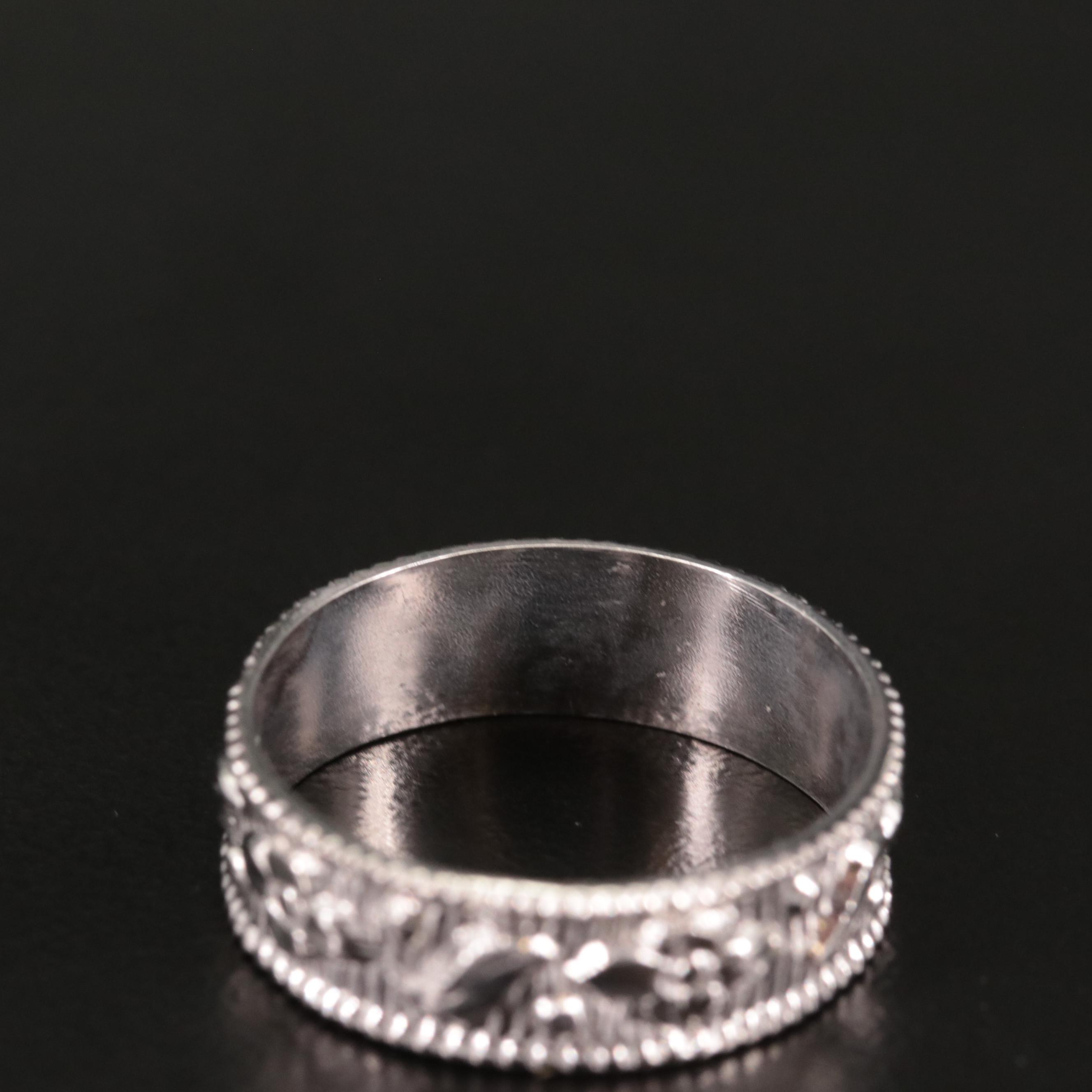 Sterling Band with Foliate Design