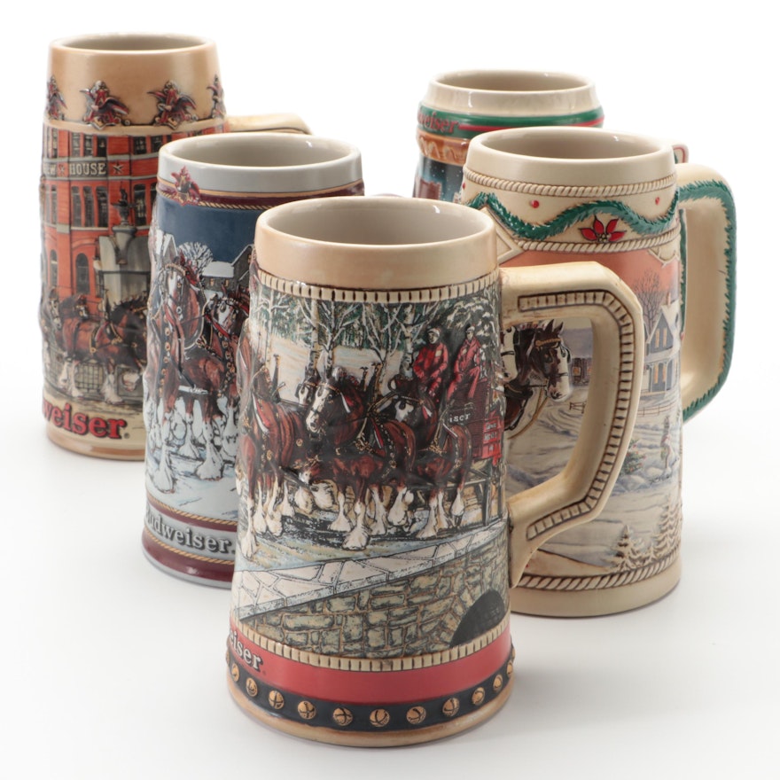 Anheuser-Busch Budweiser Holiday and More Clydesdale Beer Steins