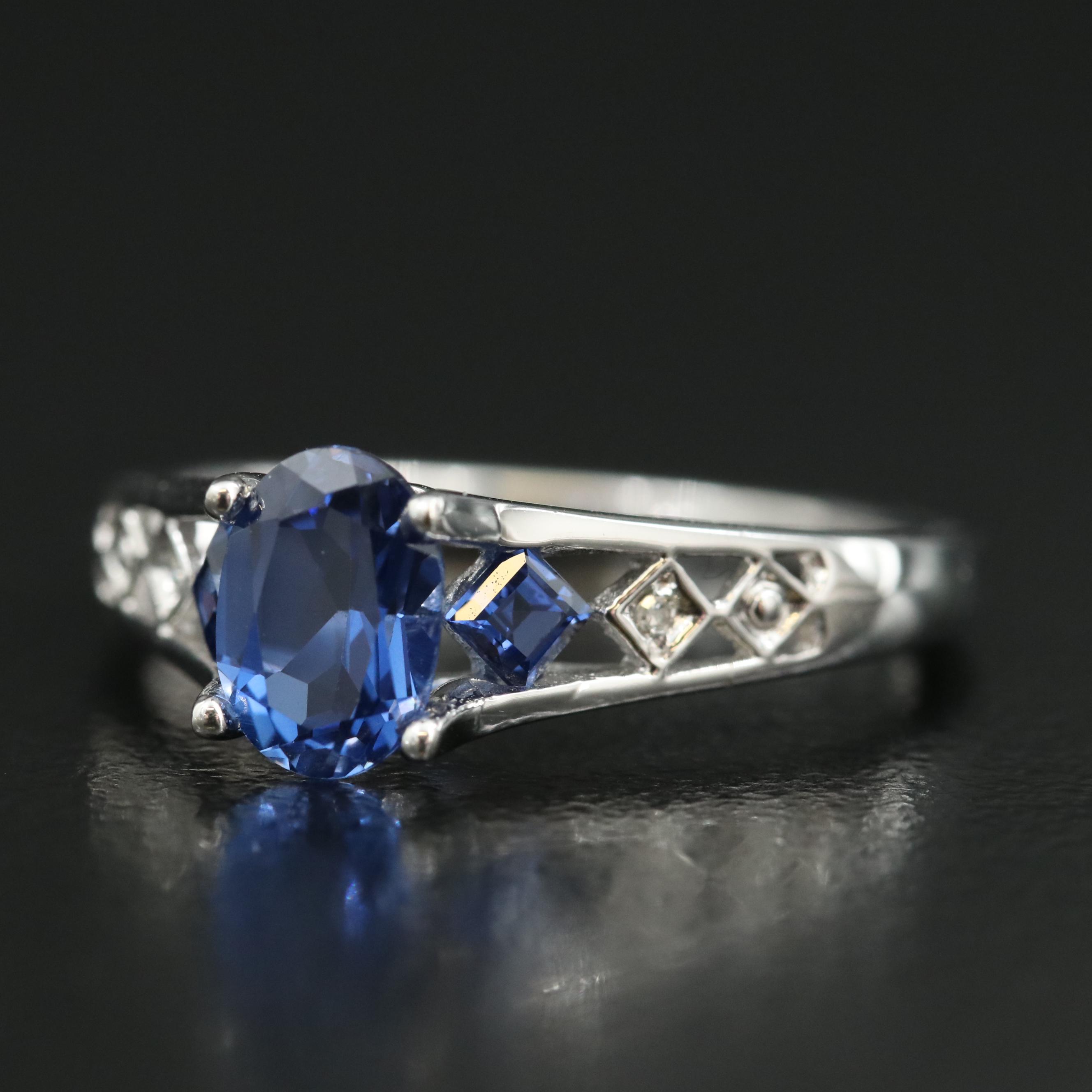 10K Sapphire and Diamond Ring