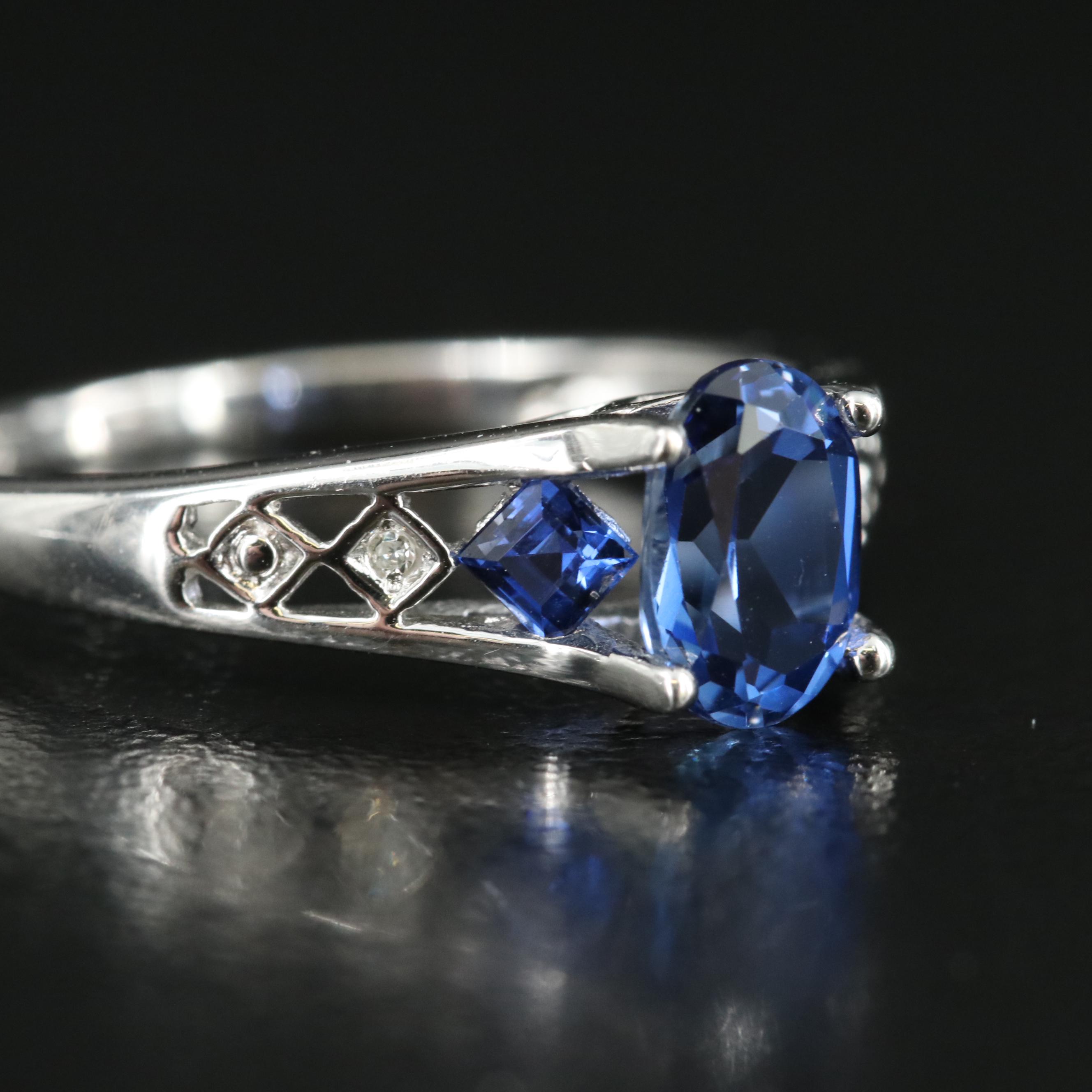 10K Sapphire and Diamond Ring