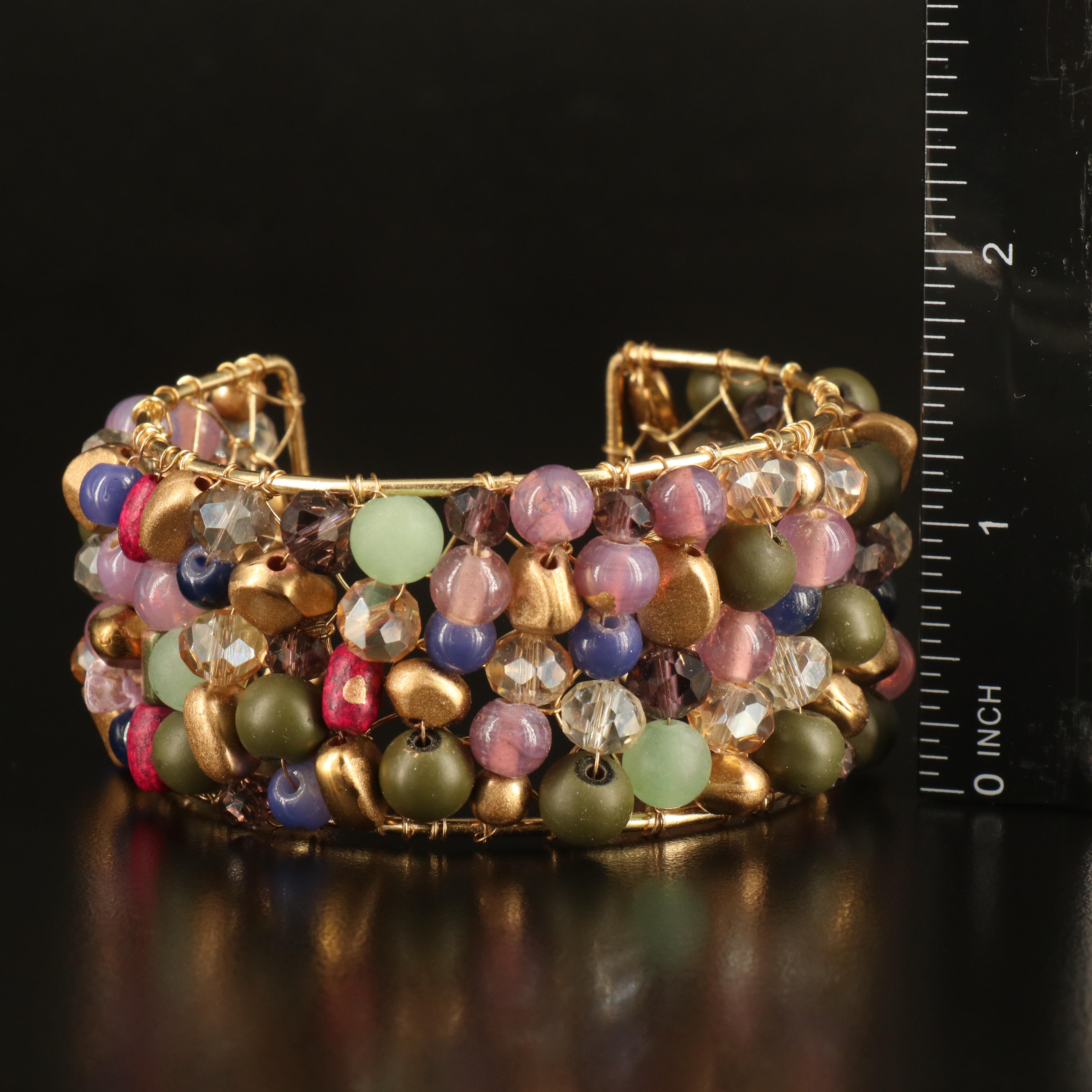 Woven Bracelet, Enamel and Rhinestone Jewelry Sets