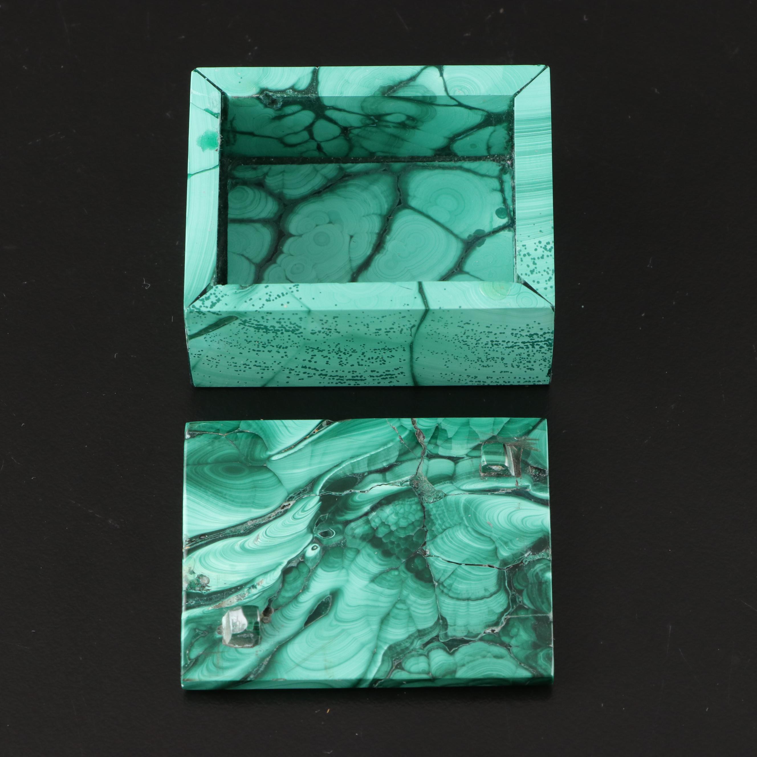 Mexican Stone Inlaid Sterling Silver Box with Other Trinket Boxes