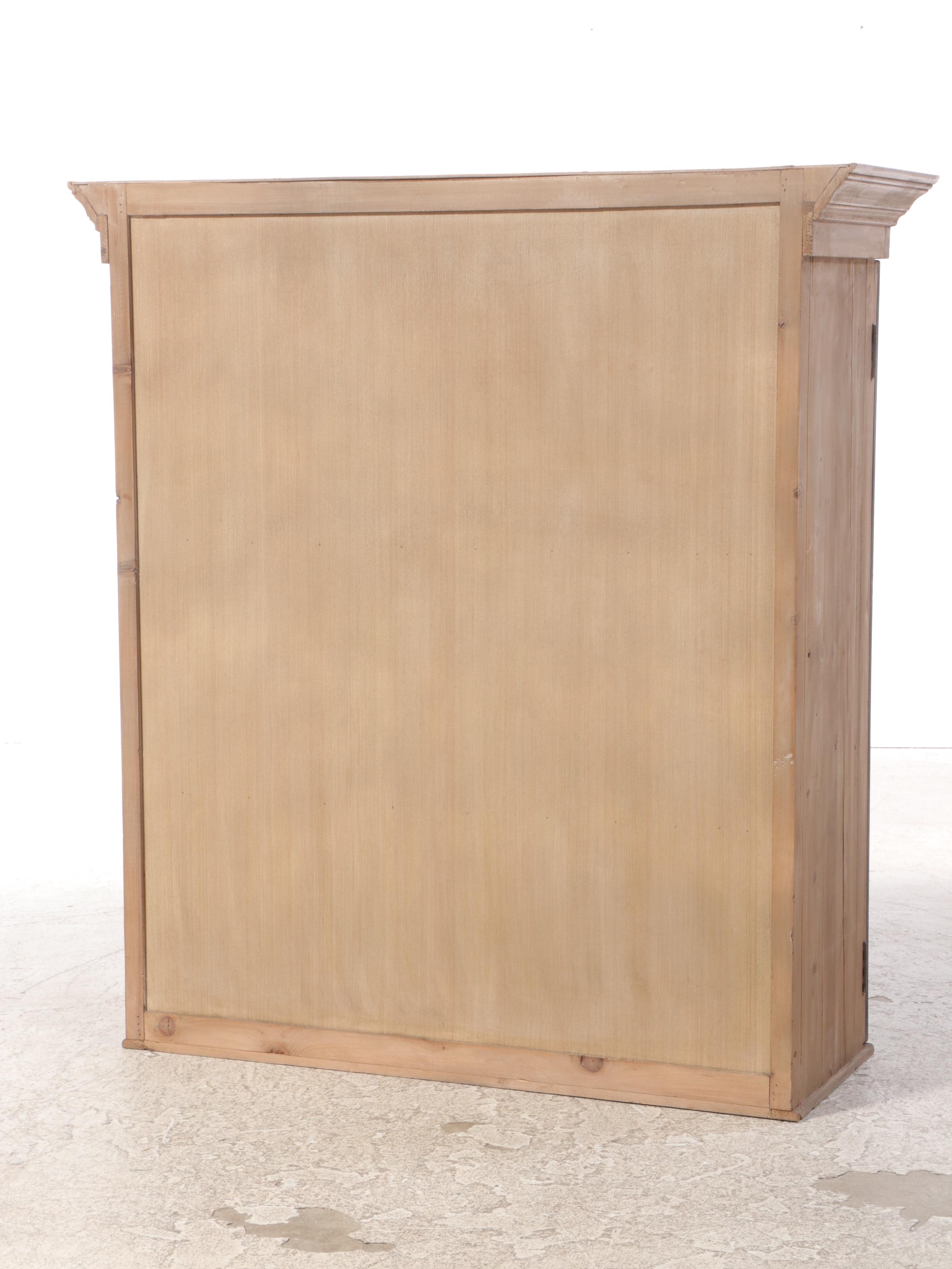 Pine Cabinet Bookcase with Metal Honeycomb Glass Doors