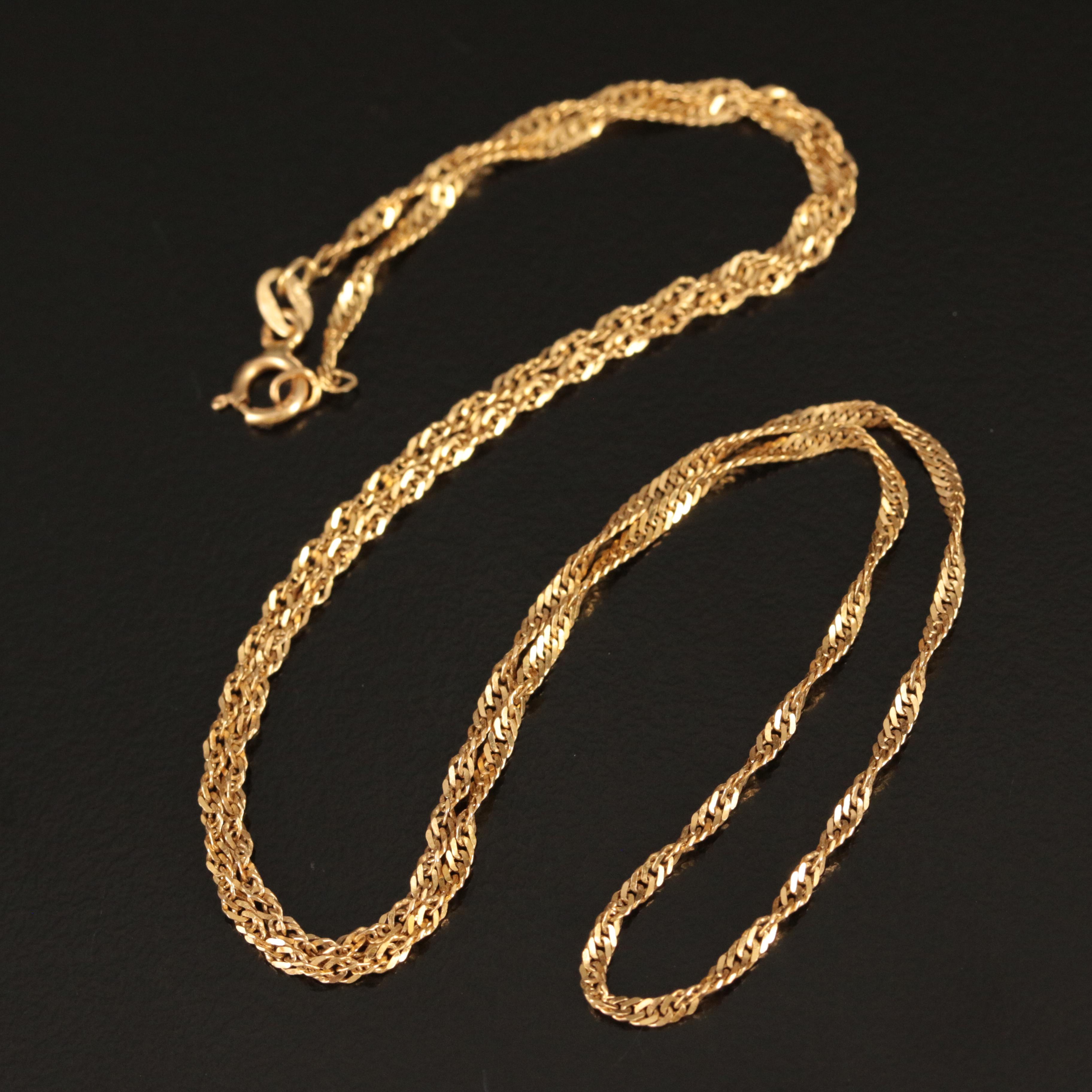 Italian 14K Singapore Chain Necklace