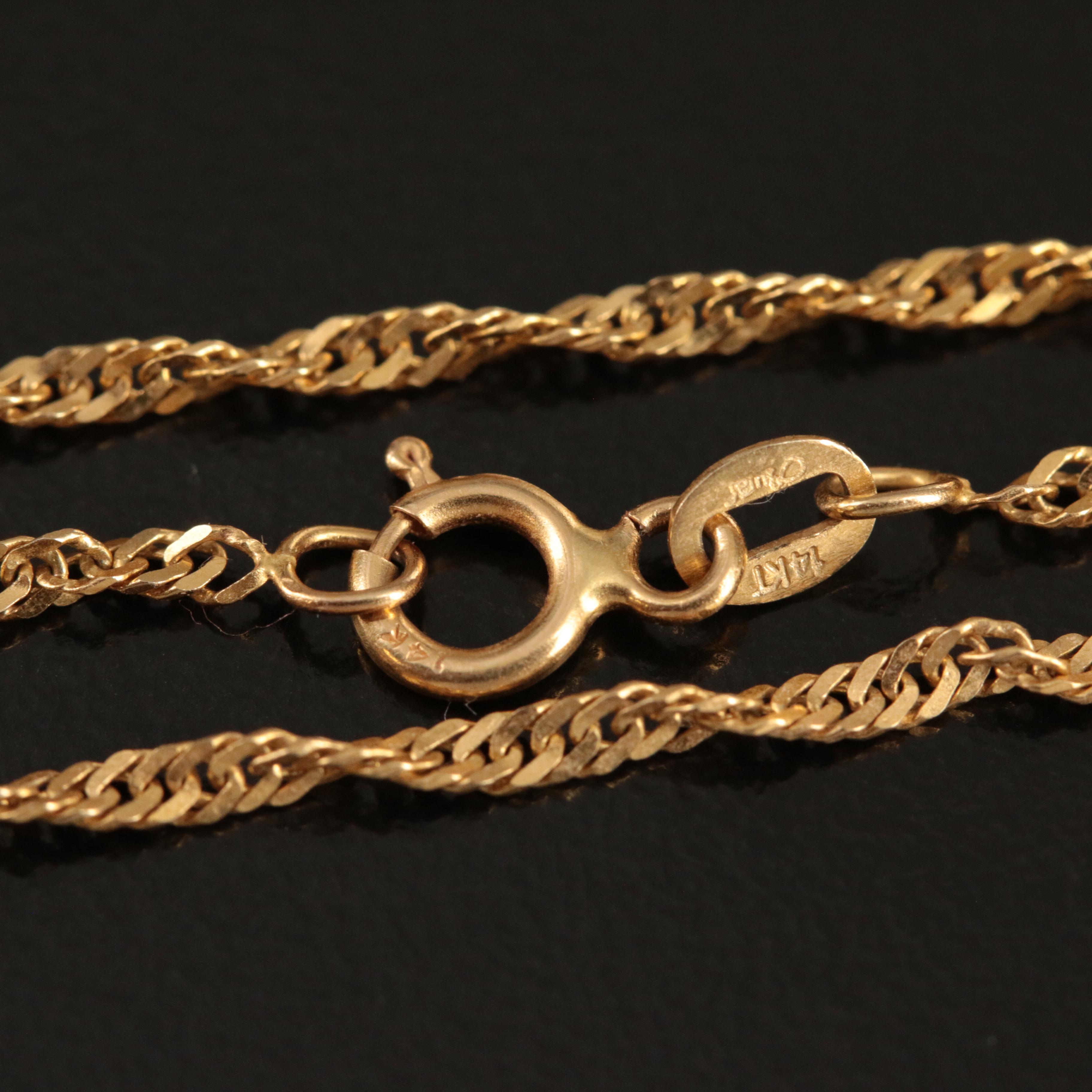 Italian 14K Singapore Chain Necklace