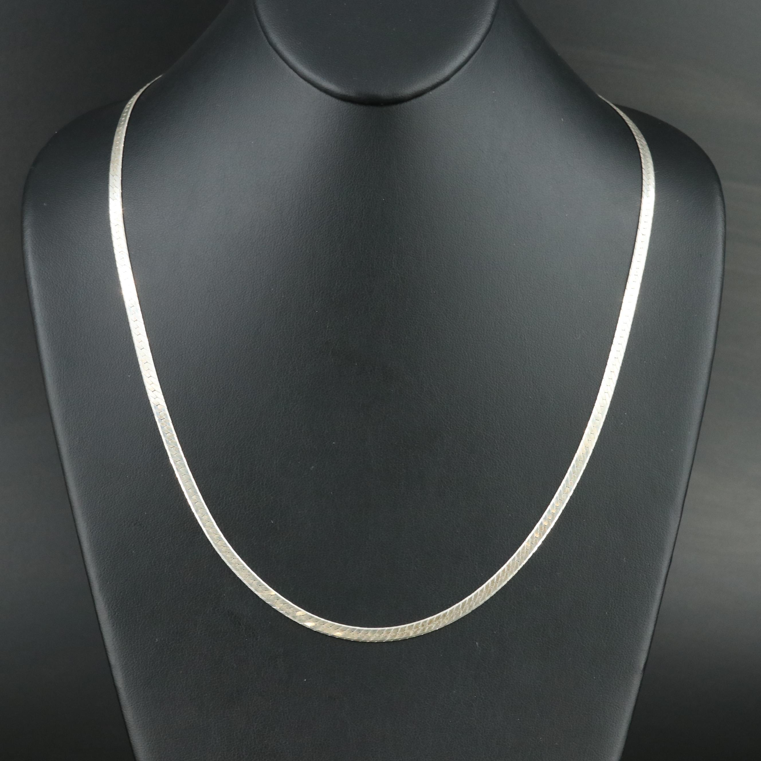 Sterling Herringbone Chain Necklace