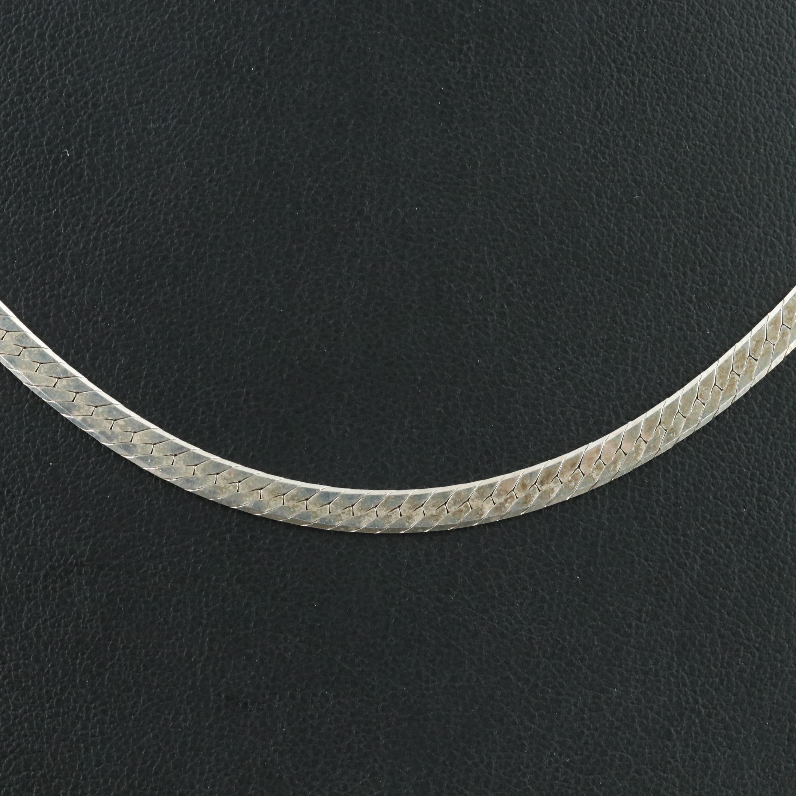 Sterling Herringbone Chain Necklace