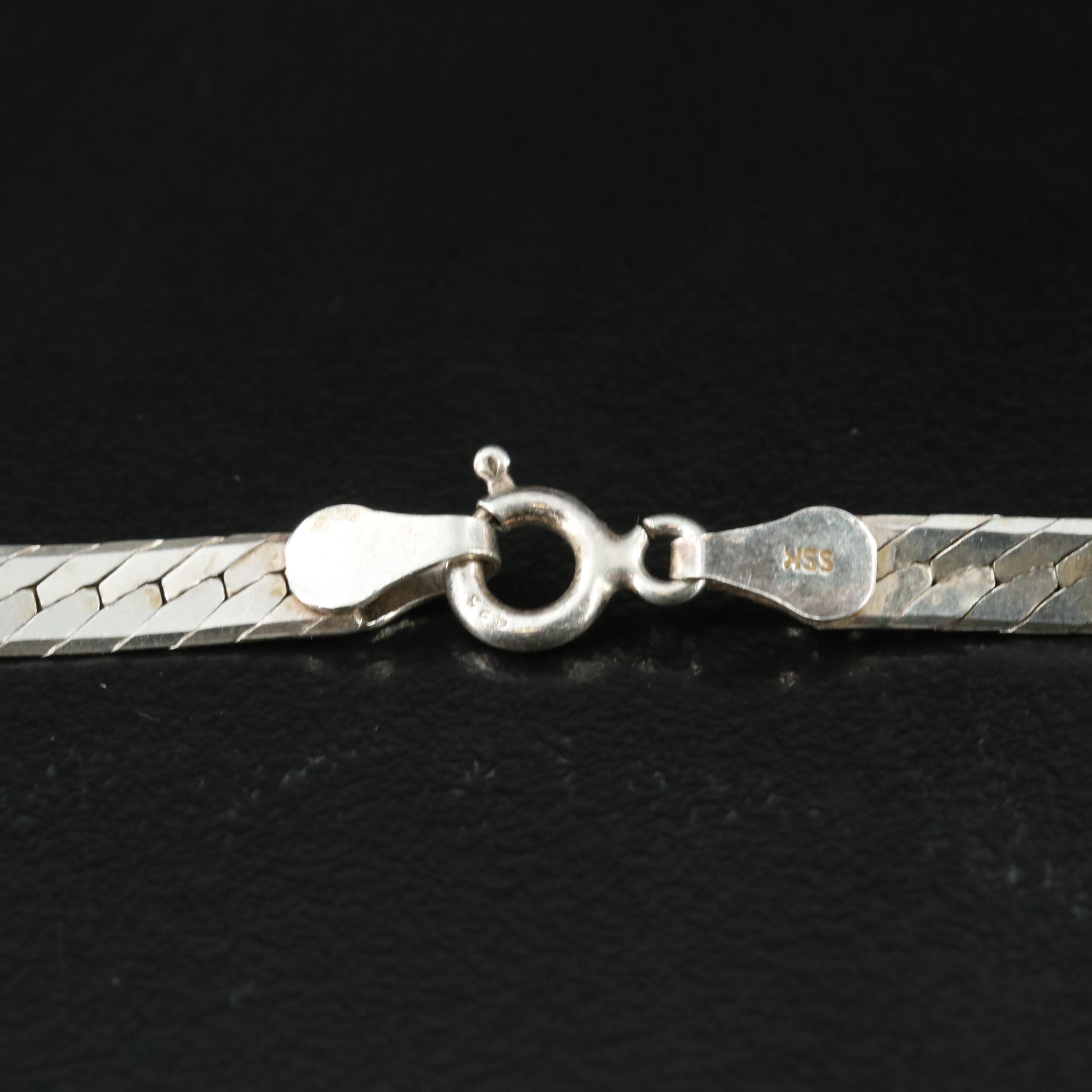 Sterling Herringbone Chain Necklace