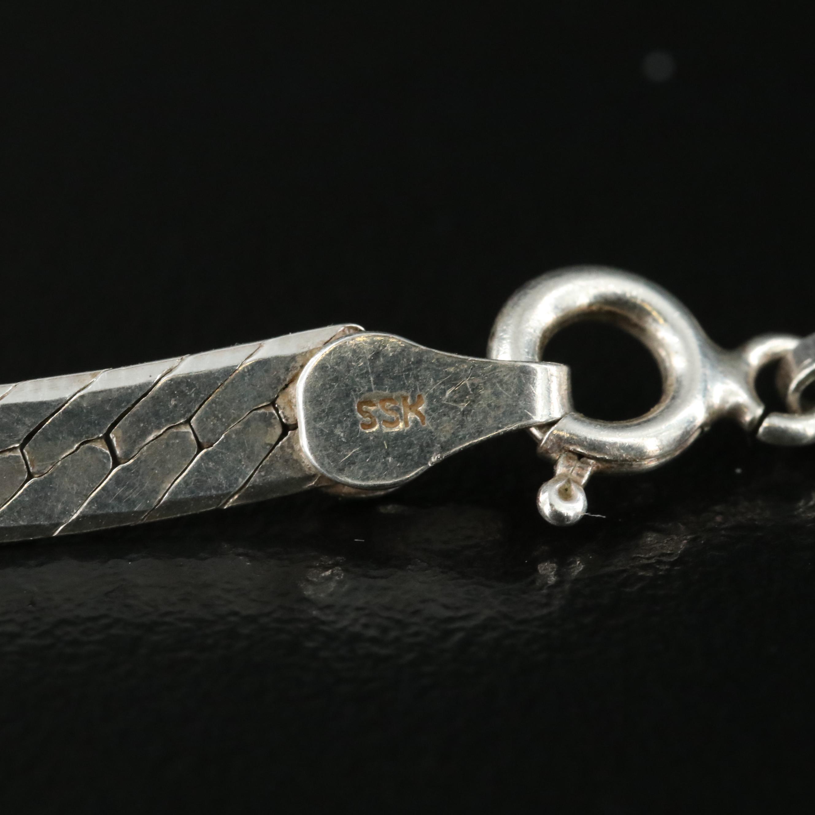 Sterling Herringbone Chain Necklace