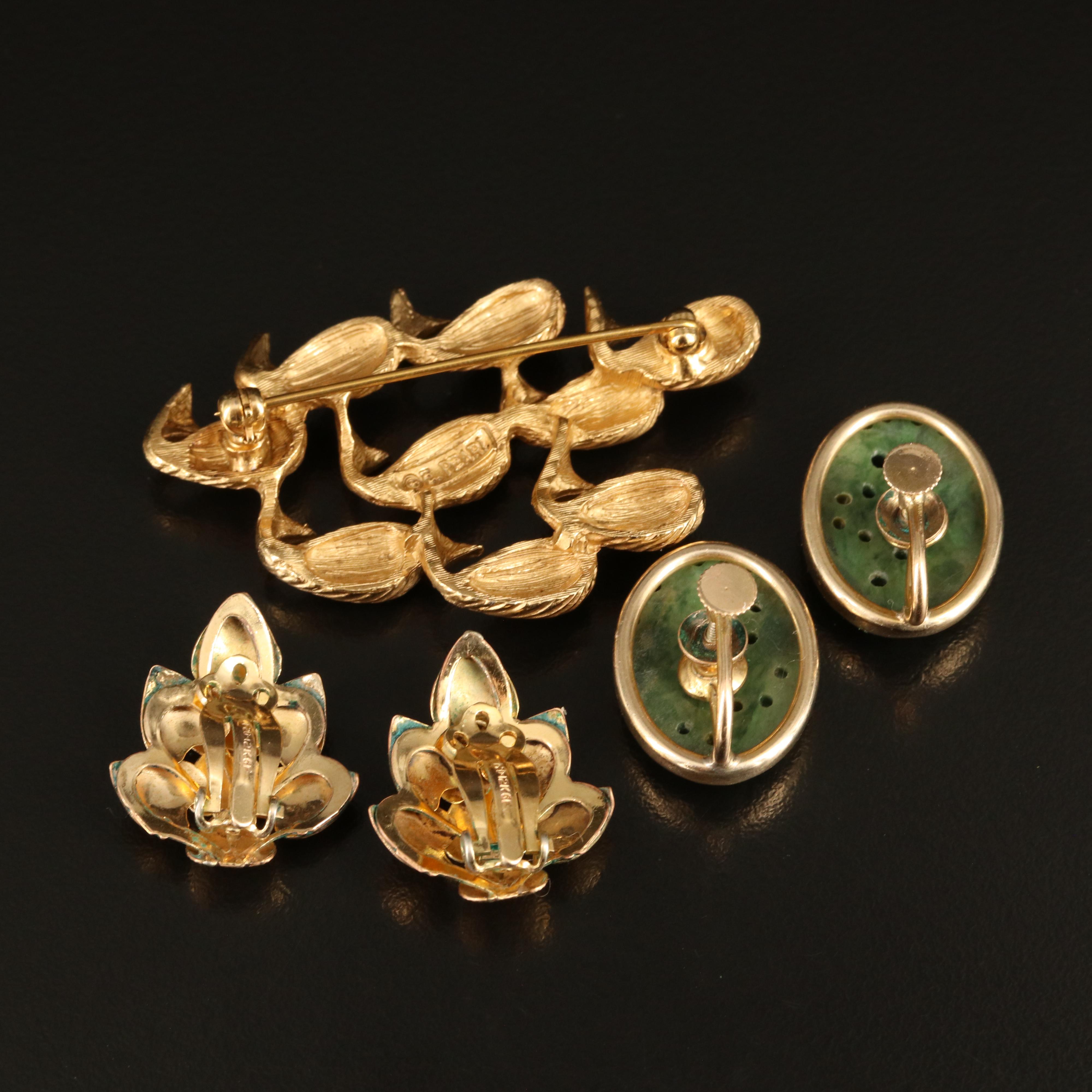 Vintage Jadeite and Rhinestone Jewelry