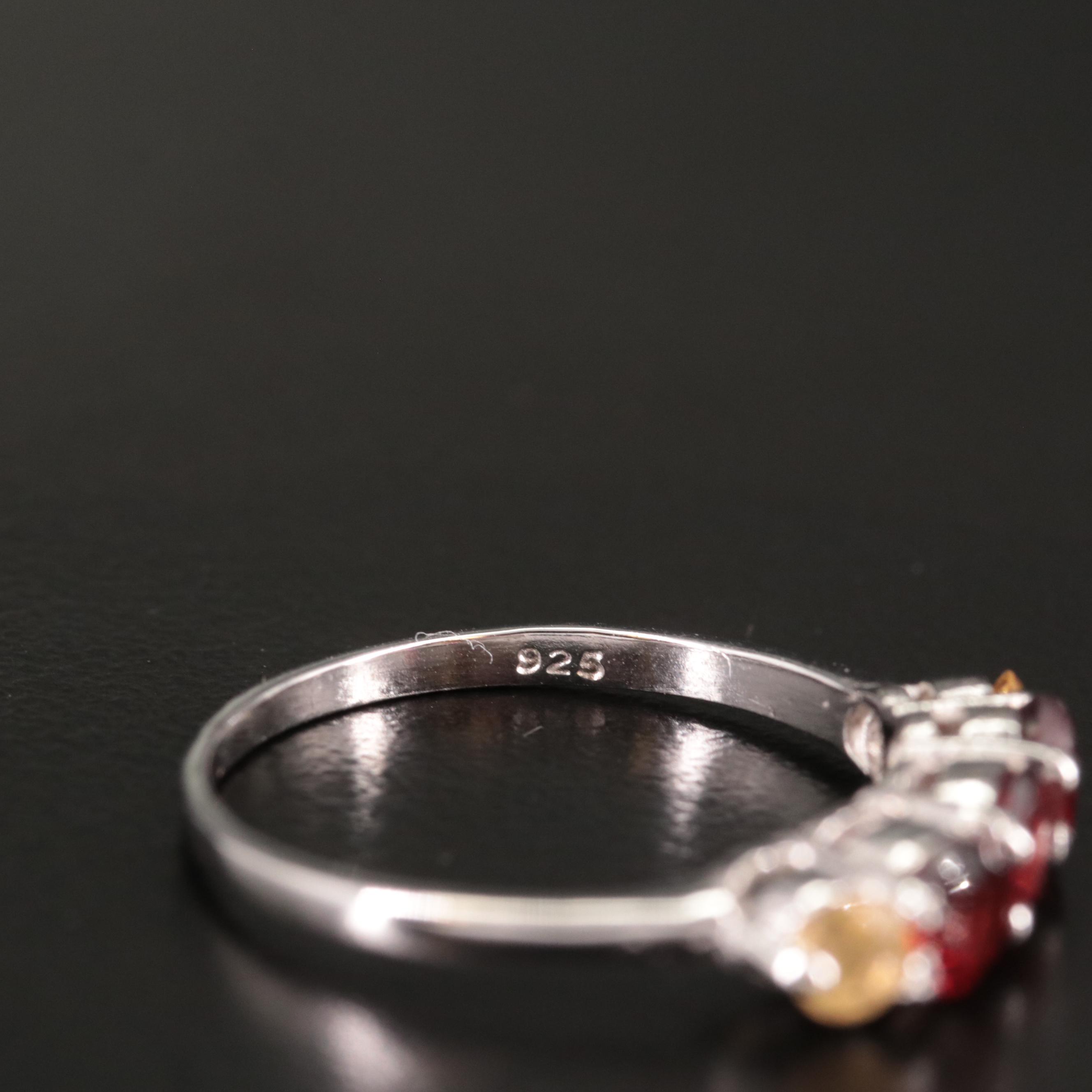 Sterling Garnet and Citrine Ring