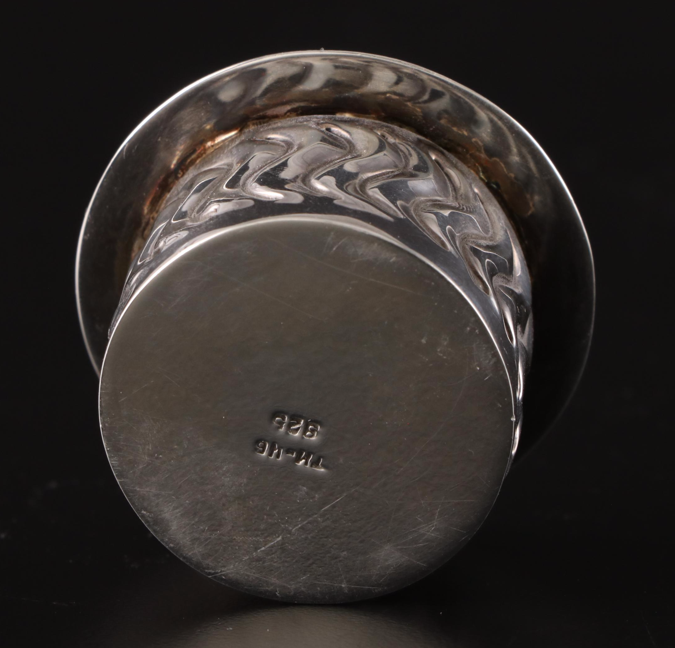 Mexican Stone Inlaid Sterling Silver Trinket Boxes