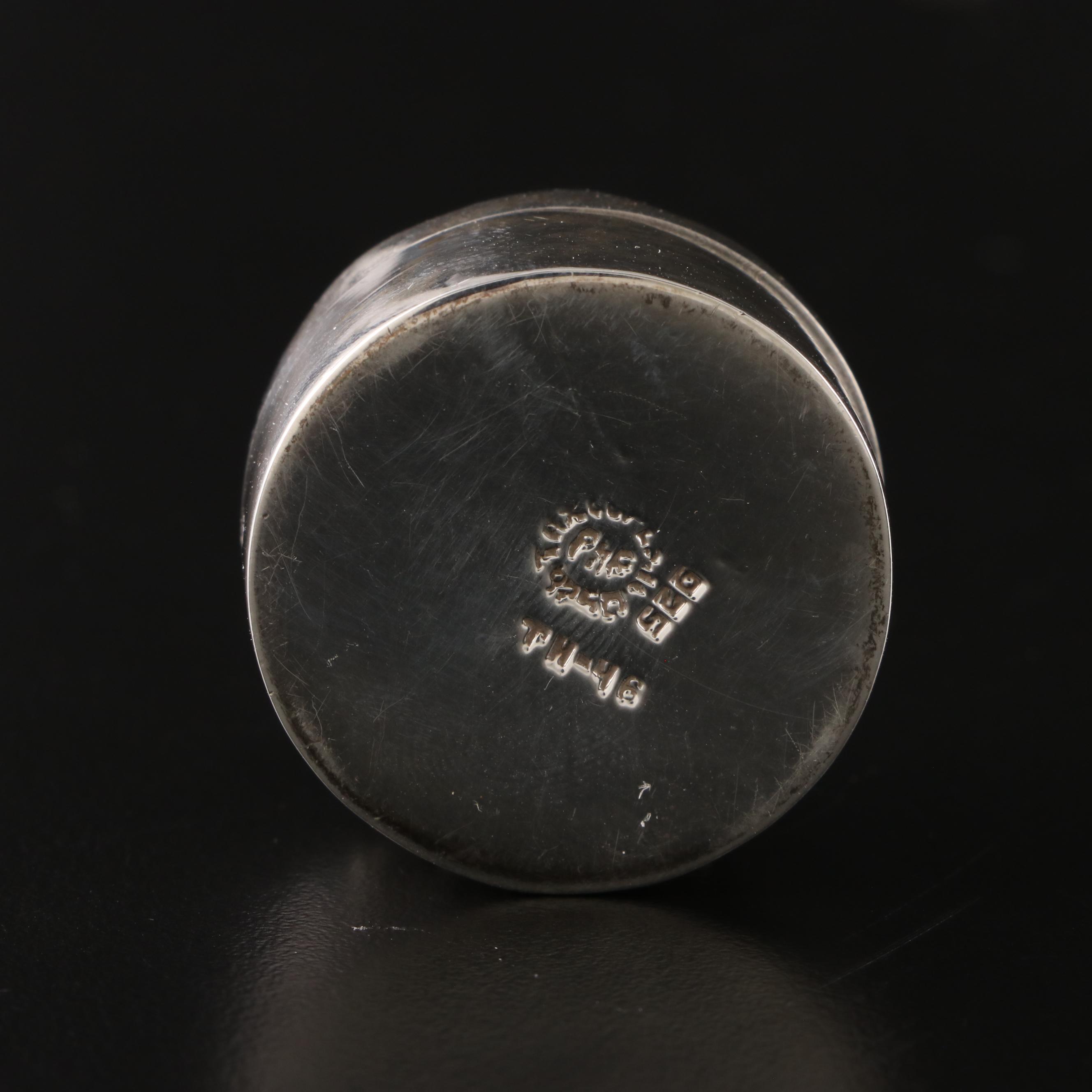 Mexican Stone Inlaid Sterling Silver Trinket Boxes