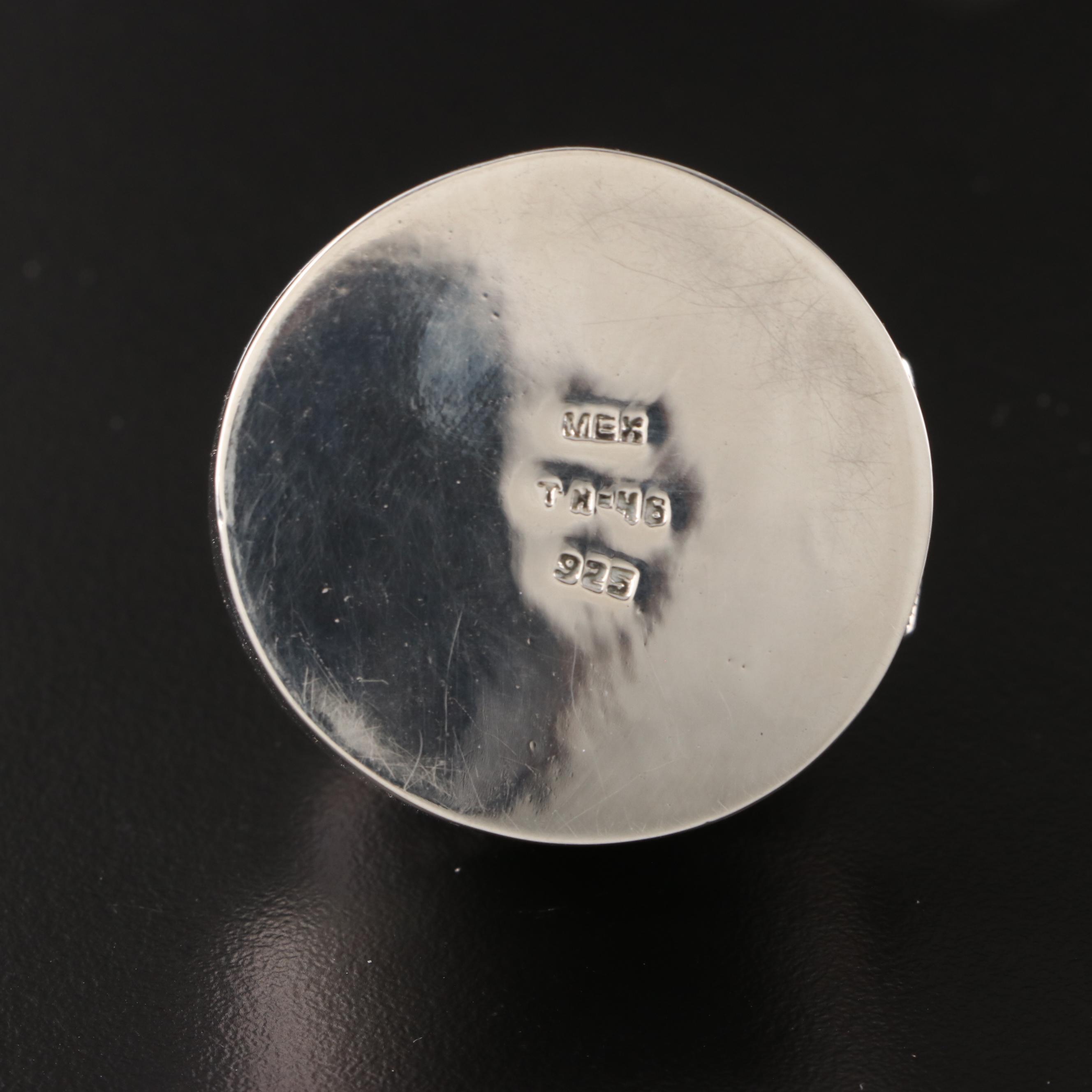 Mexican Stone Inlaid Sterling Silver Trinket Boxes