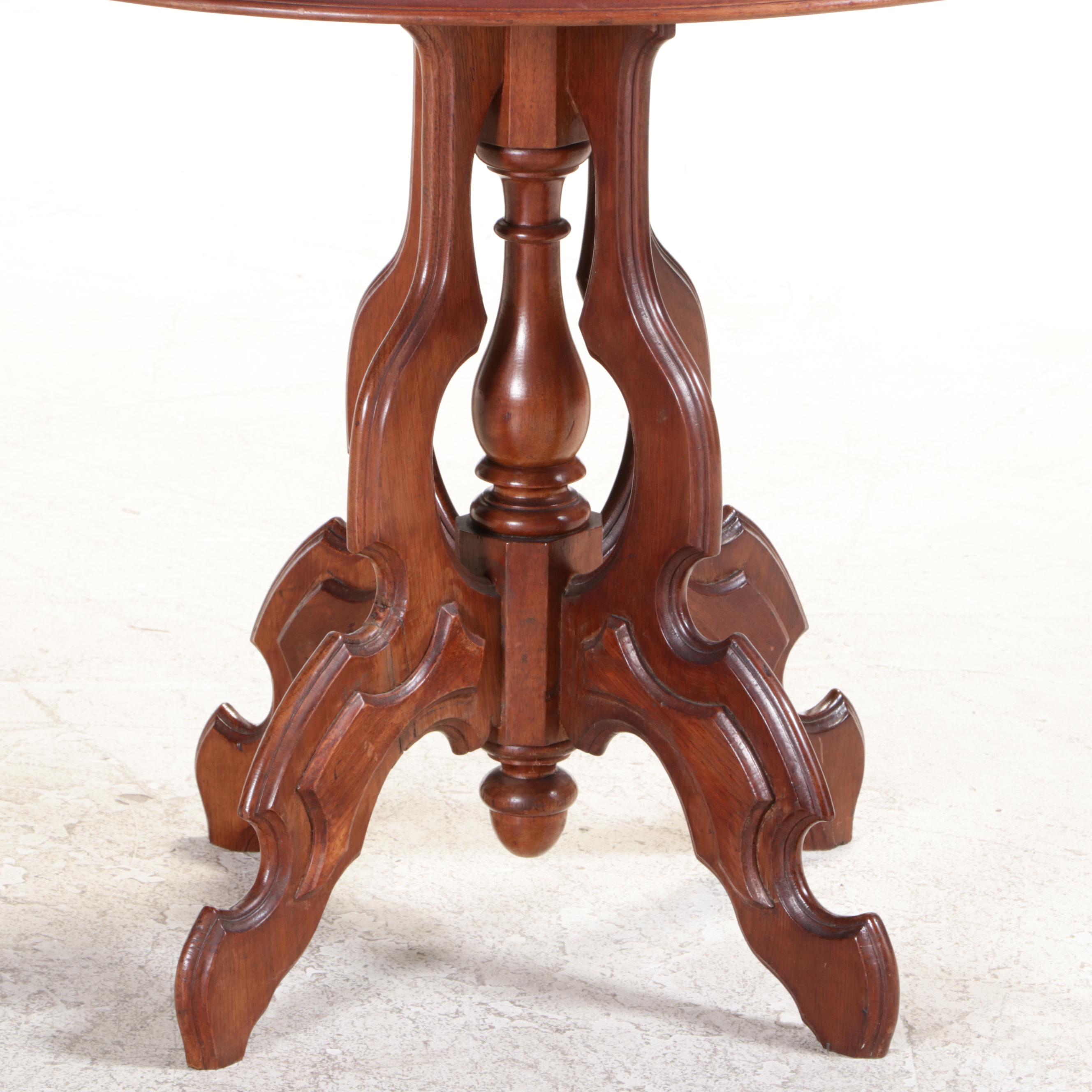 Victorian Walnut and Marble Top Side Table, Late 19th Century