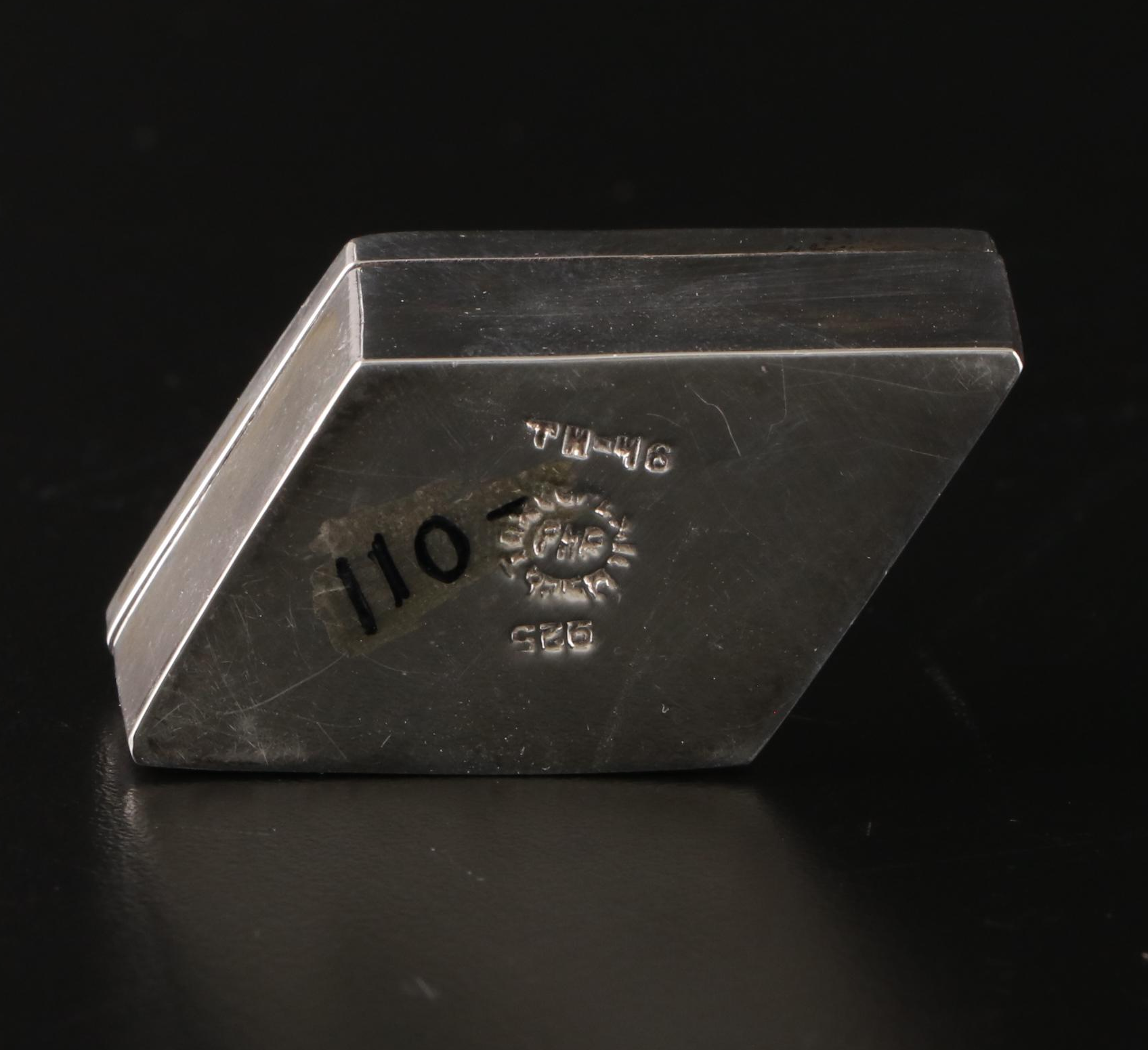 Mexican Stone Inlaid Sterling Silver Trinket Boxes