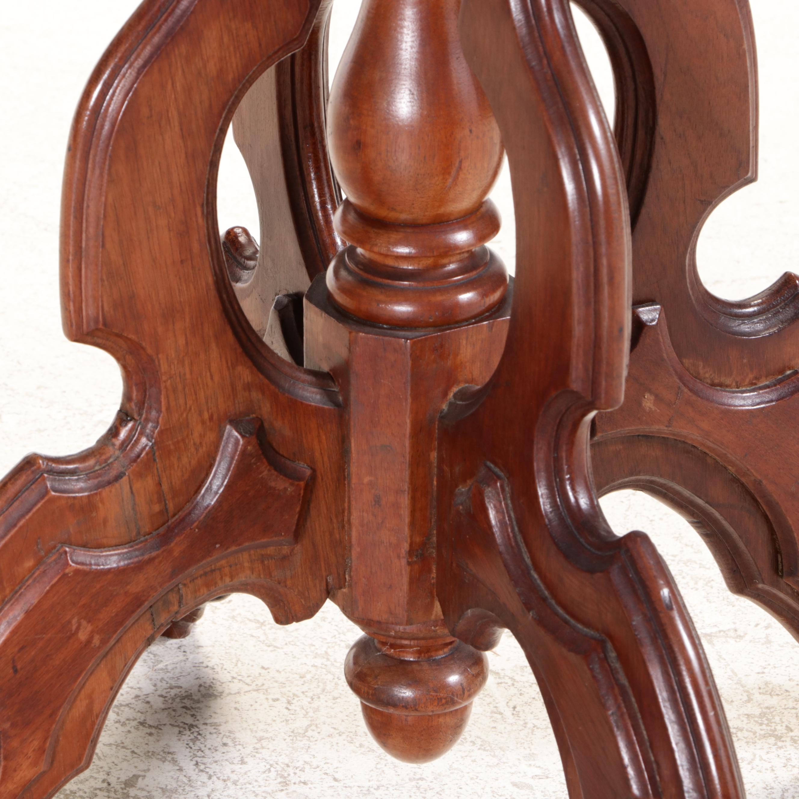Victorian Walnut and Marble Top Side Table, Late 19th Century
