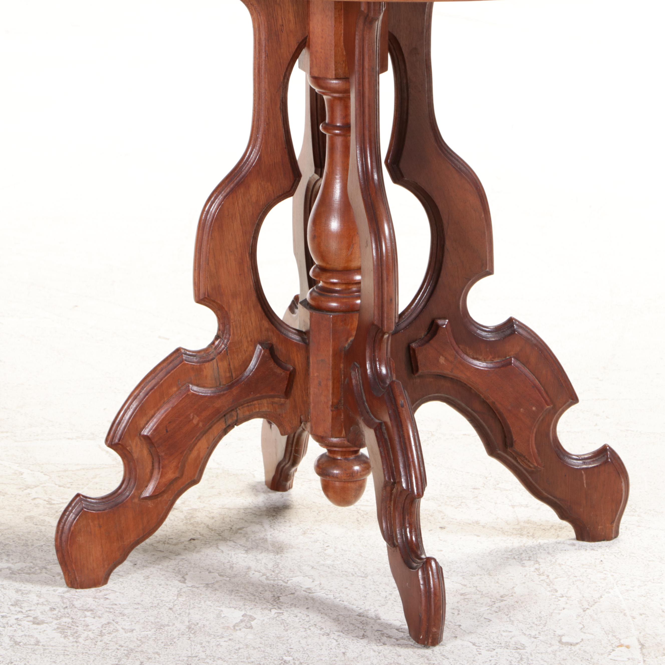 Victorian Walnut and Marble Top Side Table, Late 19th Century