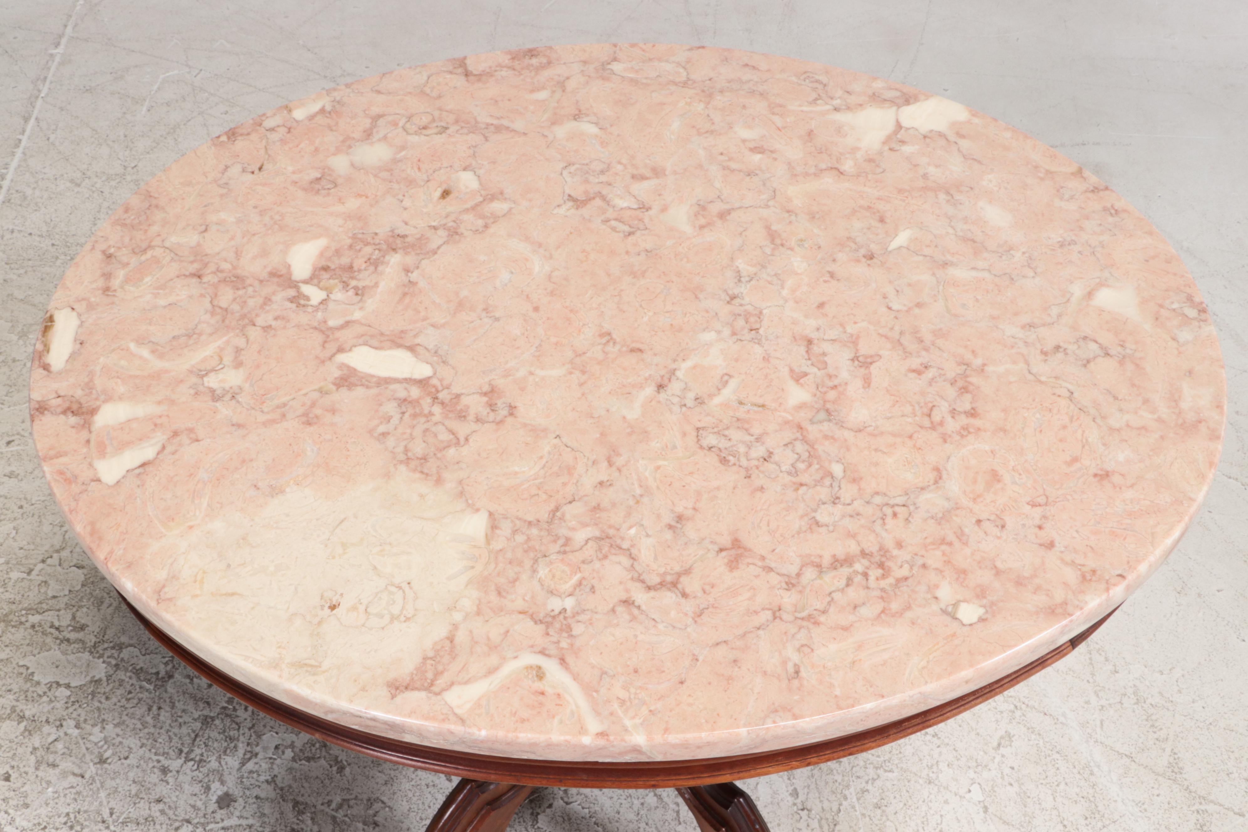 Victorian Walnut and Marble Top Side Table, Late 19th Century