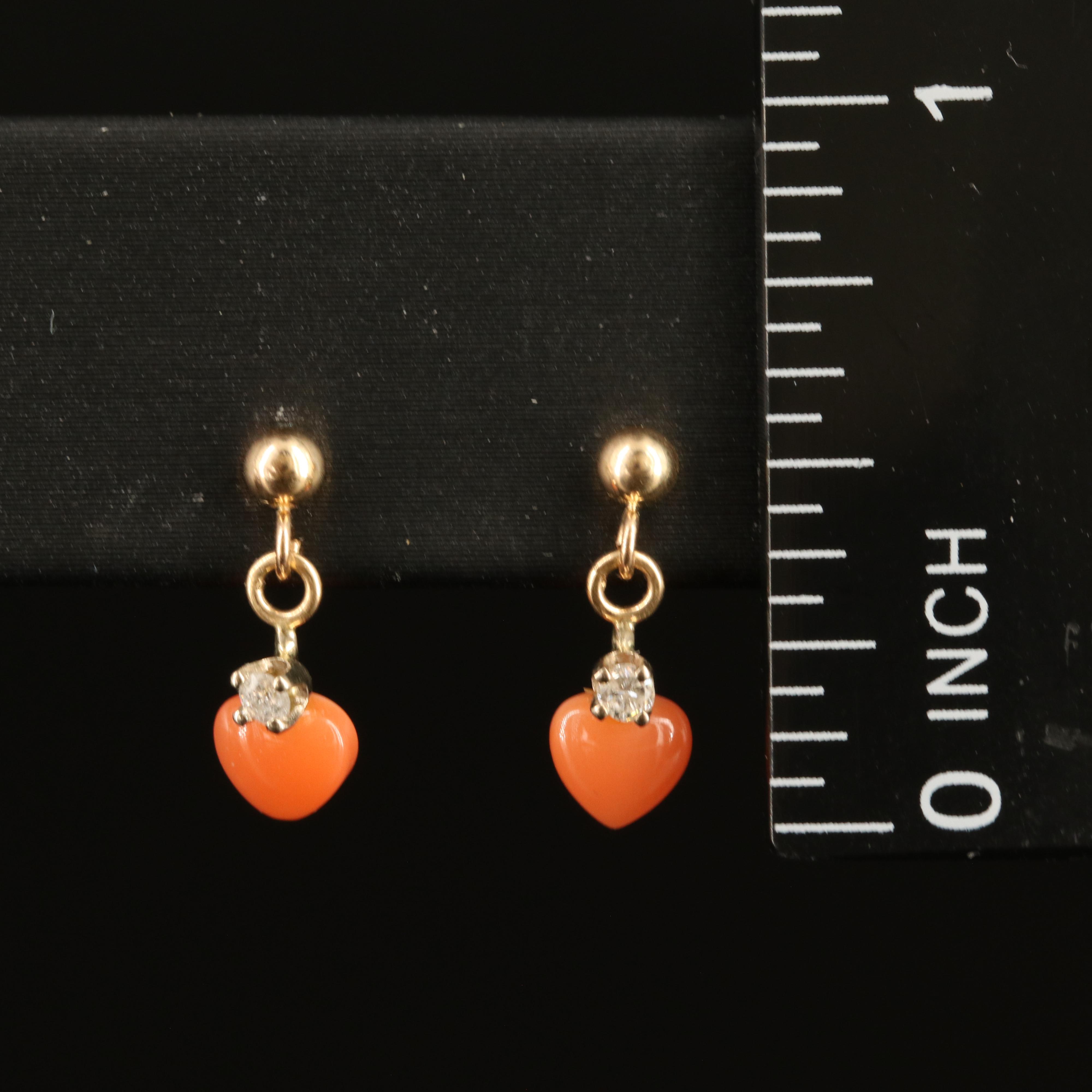 10K and 14K Earrings with Aquamarine, Coral and Diamonds